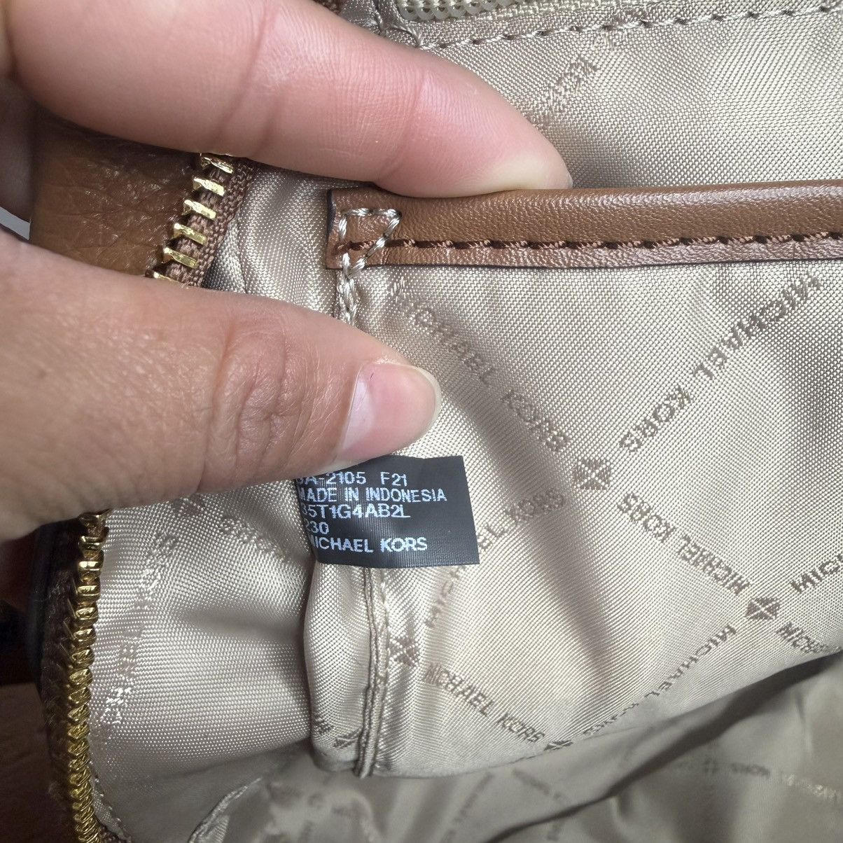 Michael Kors Michael Kors Brown Pebbled Leather Backpack with Gold Size ONE SIZE - 7 Thumbnail