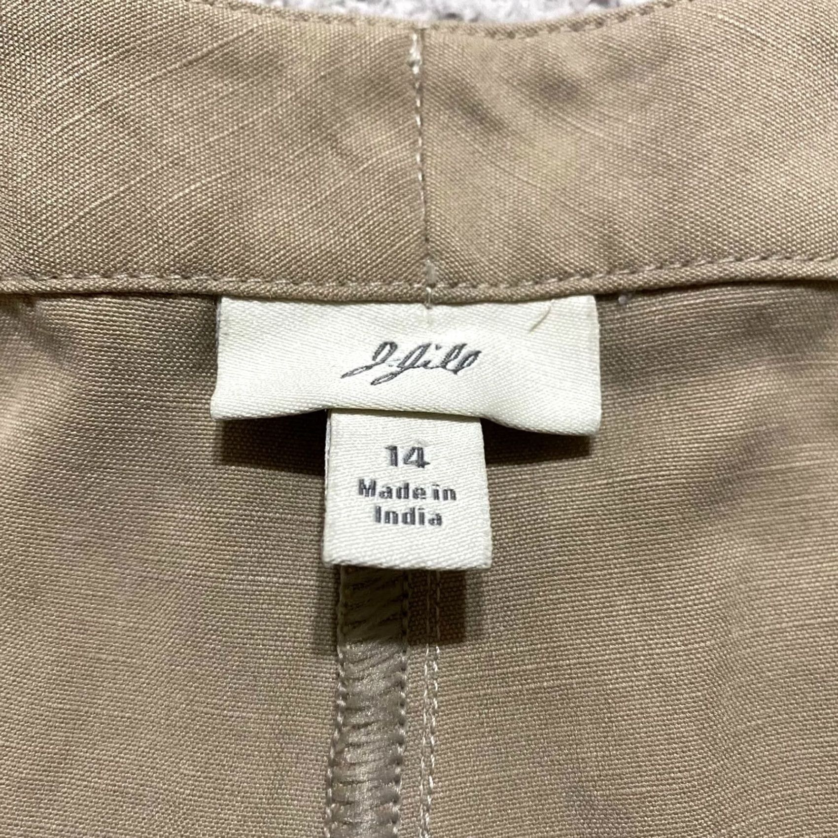 J. Jill J. Jill Womens Pants Beige High Rise Bootcut 14 Regular Inseam 31 Linen Lyocell Denim Chino Style Vintage No Size 24" / US 00 / IT 34 - 3 Thumbnail