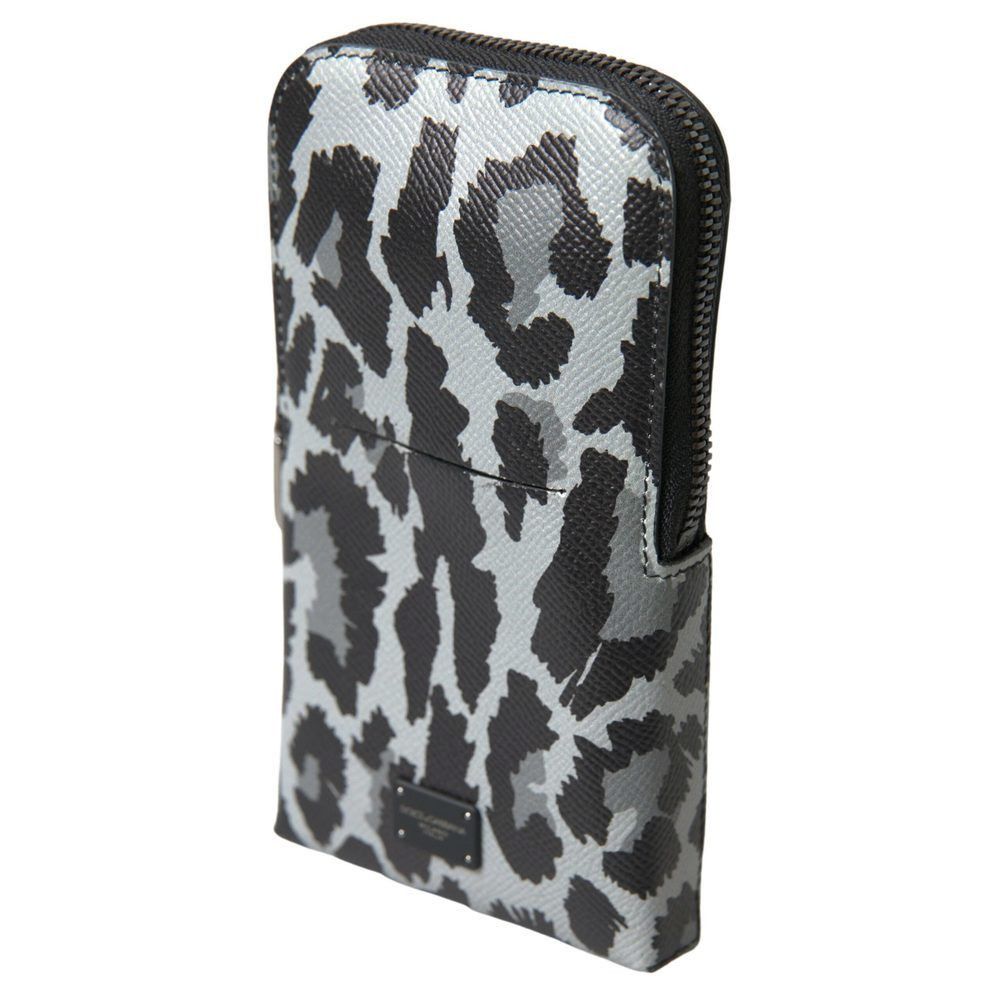 Dolce & Gabbana Dolce & Gabbana Gray Leopard Leather Men Purse Crossbody Sli Size ONE SIZE - 1 Thumbnail