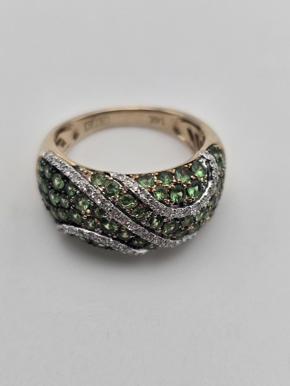 Effulgence EFFY 14K Gold Tsavorite Diamond Dome Ring 6.5 Size ONE SIZE - 7 Thumbnail