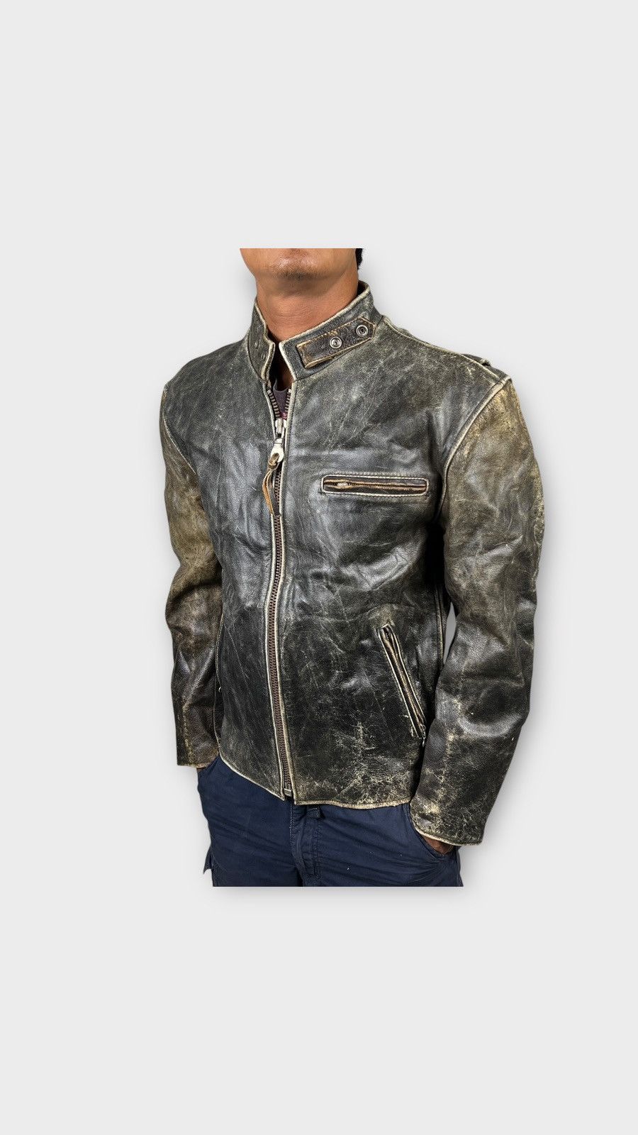 Japanese Brand 🔥 70s VINTAGE RBC LEATHER ROAD MASTER MOTO RIDER JACKET Size US L / EU 52-54 / 3 - 2 Thumbnail