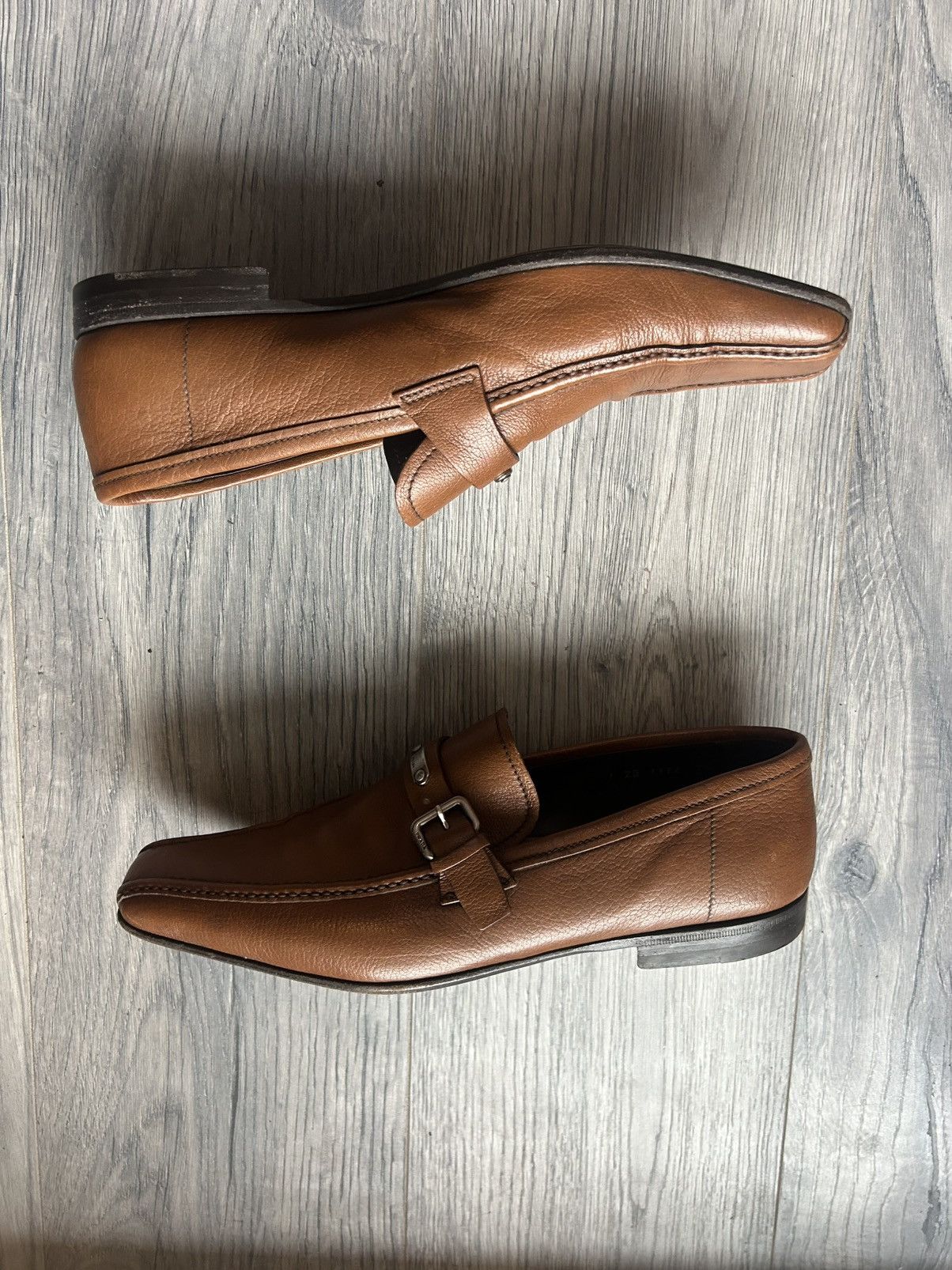 Prada Prada Brown Pebbled Leather Loafers Size US 9 / EU 42 - 6 Thumbnail