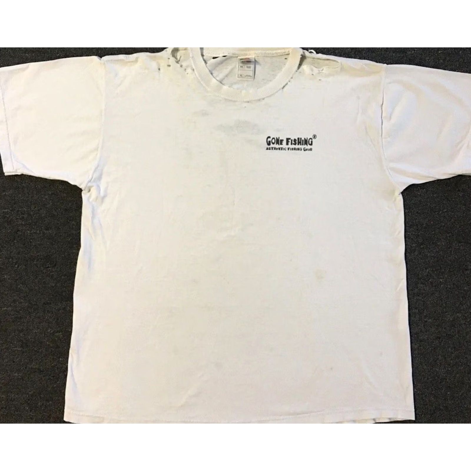 Thrasher VINTAGE Destroyed Shirt XL White Funny Joke "Fish Tremble At My Name" Grunge 90s Y2K Casual Mens Shirt Size US XL / EU 56 / 4 - 2 Thumbnail