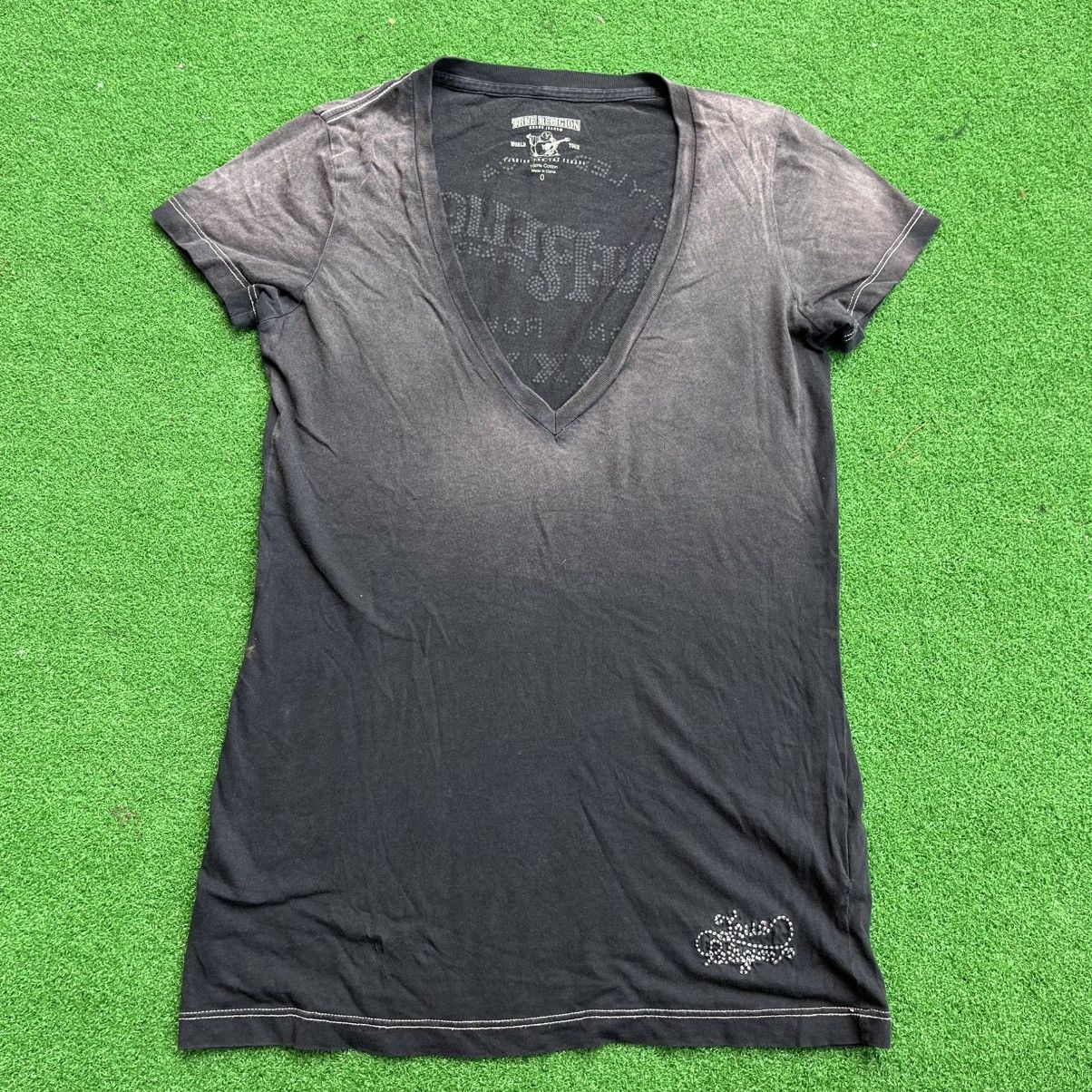 True Religion V-neck t-shirt distressed ombre effect. Size XS / US 0-2 / IT 36-38 - 1 Thumbnail