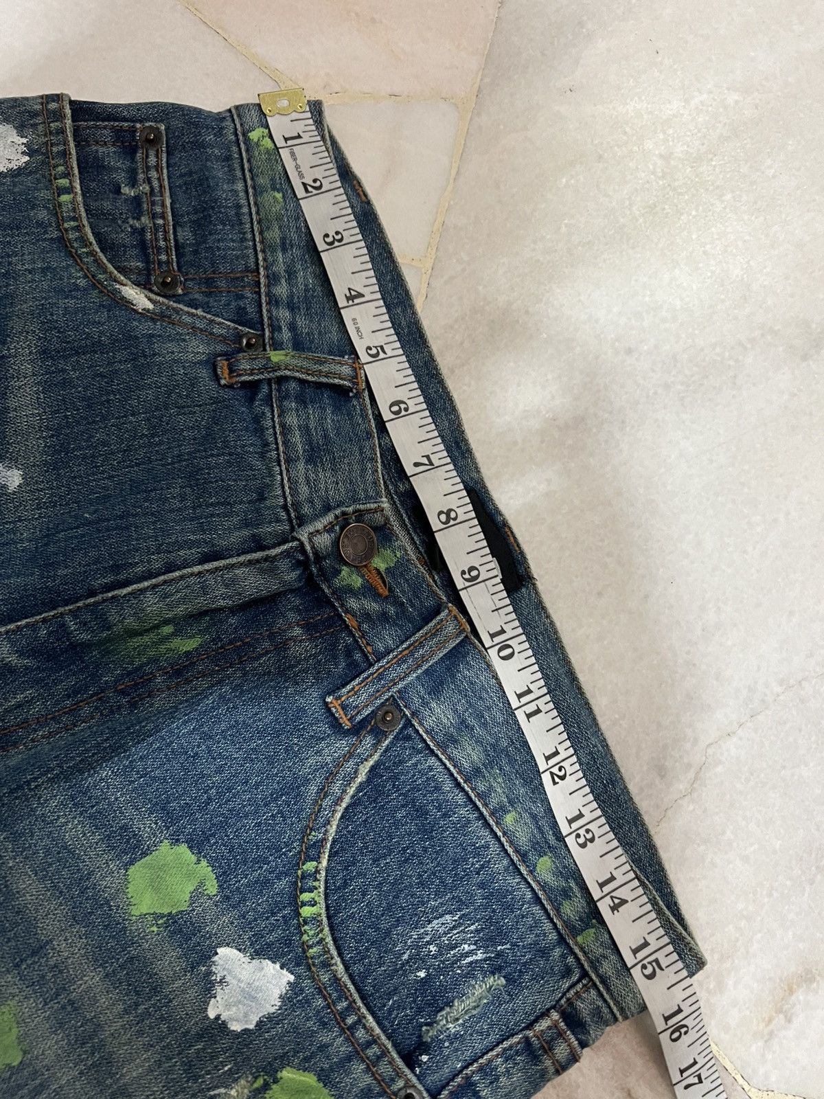 Japanese Brand FLARE 90’s NYLAUS DISTRESS PAINTER JEAN Size US 30 / EU 46 - 3 Thumbnail