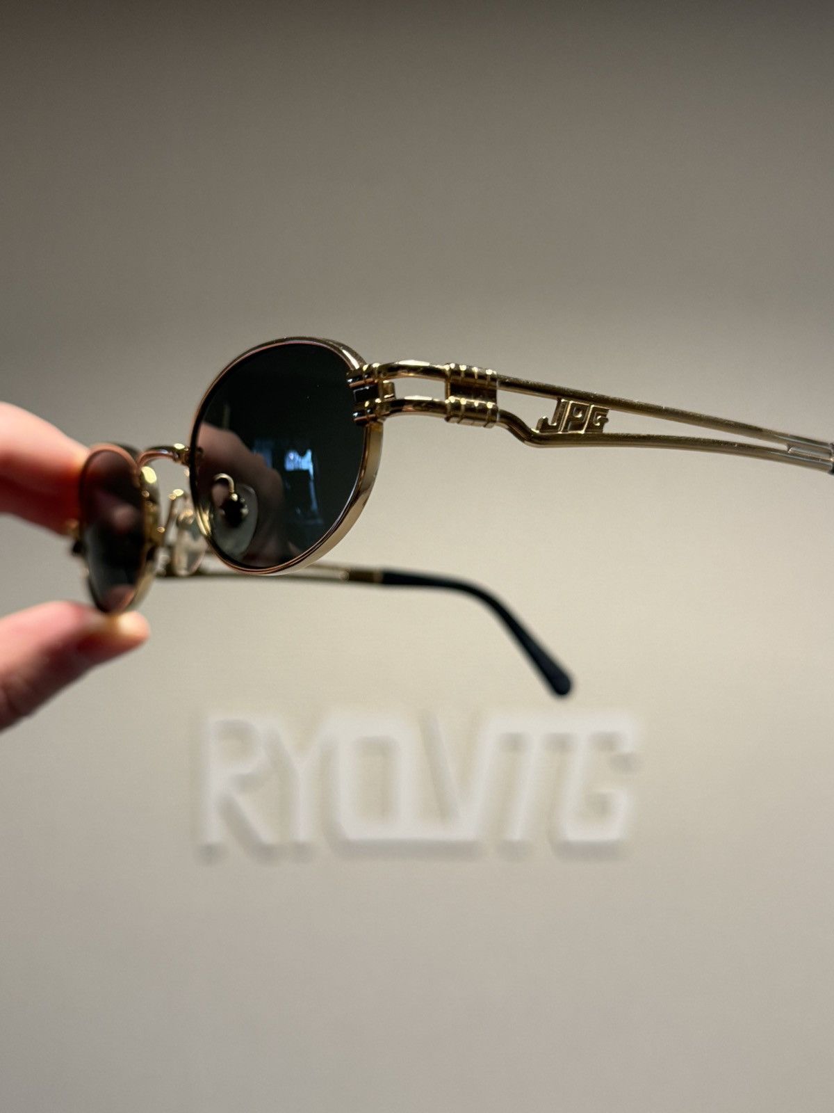 Jean Paul Gaultier Jean Paul Gaultier JPG Gold Double-Bar Oval Sunglasses Size ONE SIZE - 2 Thumbnail
