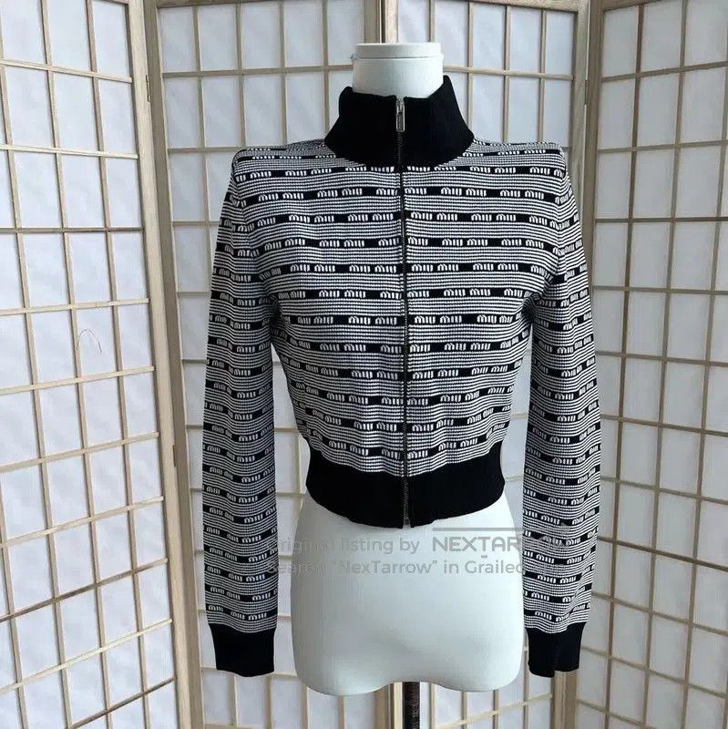 Miu Miu Miu Miu Gray Cotton Women's Cardigan . Size S / US 4 / IT 40 - 1 Thumbnail