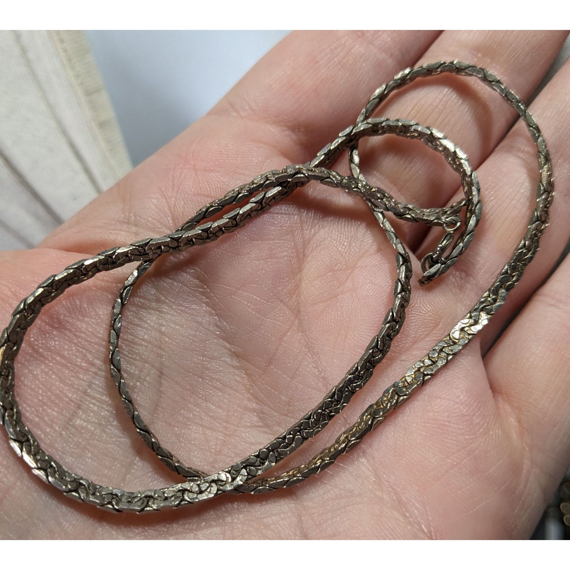 Other Vintage Silver-Tone Textured Chain Necklace Size ONE SIZE - 3 Thumbnail