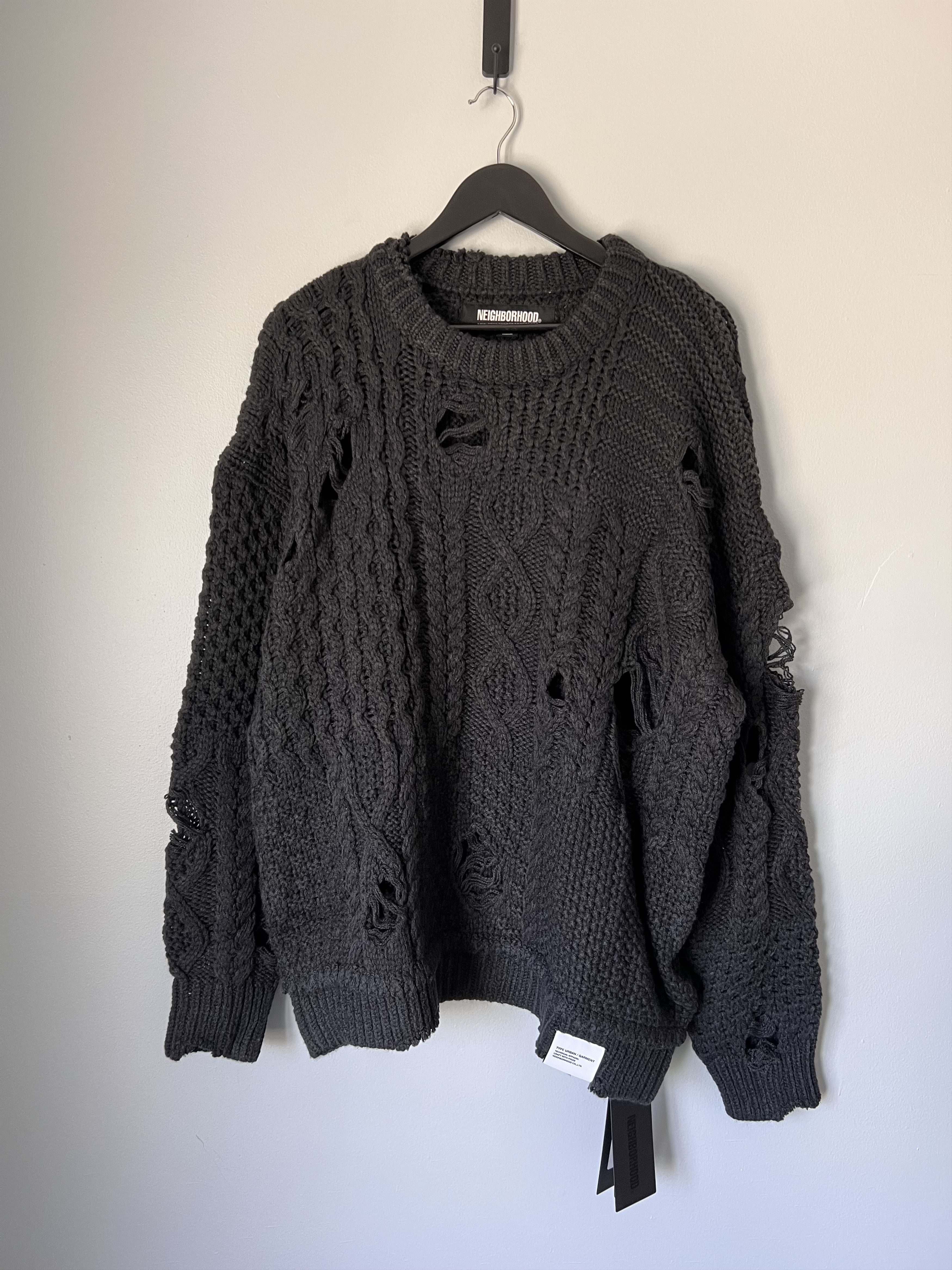 image of Neighborhood Patchwork Savage Sweater In Black, Men's (Size XL)