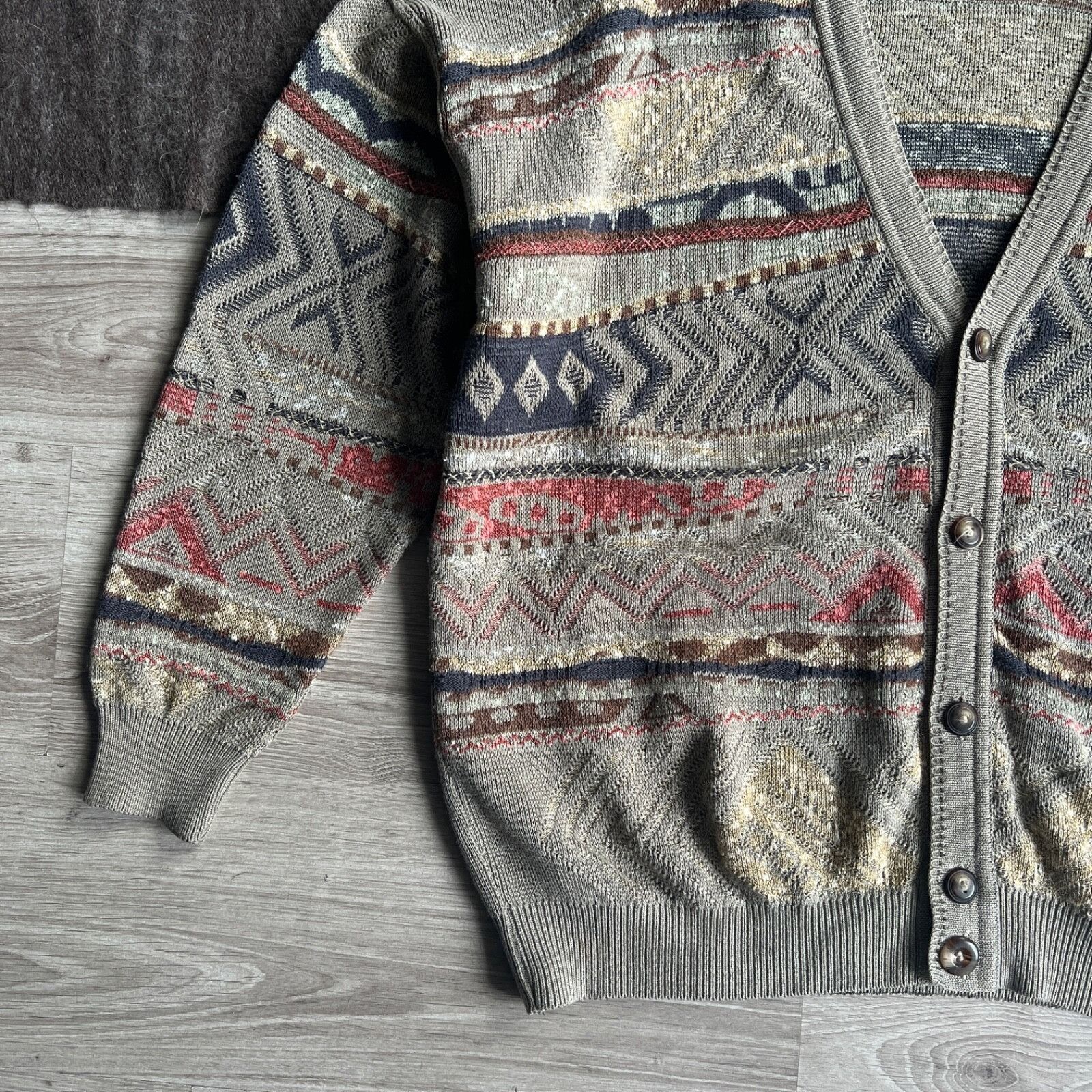 Vintage Monello Vintage Knit Cotton Cardigan Sweater 8703AC Size US XXL / EU 58 / 5 - 3 Thumbnail