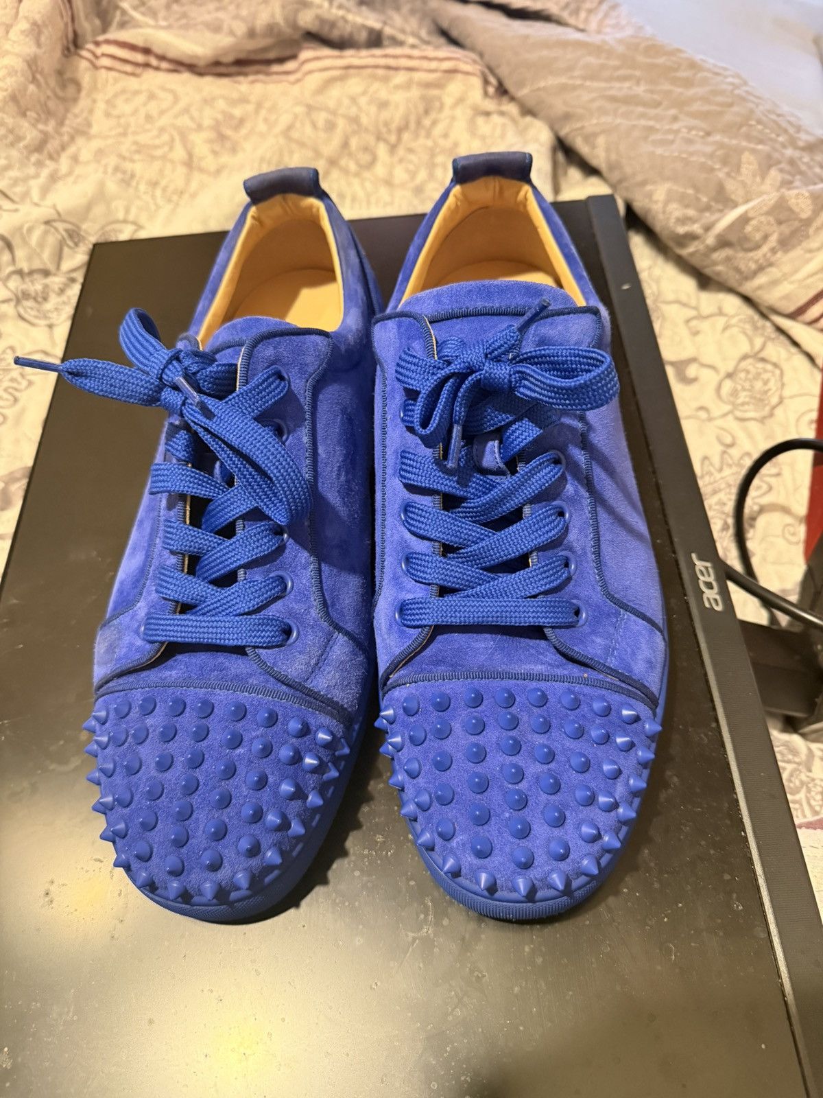 Christian Louboutin Louis Spikes 1130493 Sneakers Navy Blue EU 41 US 8 Preowned Louis Junior Spikes - Sneakers - Veau velours and spikes  main image 2