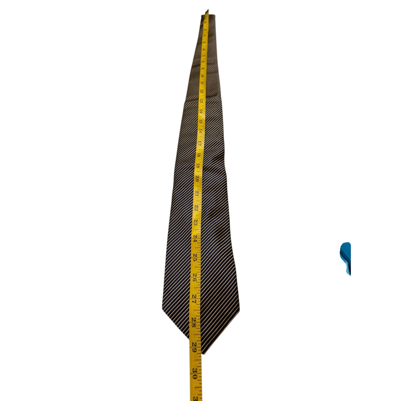Alfred Dunhill DUNHILL Navy Blue Yellow Diagonal Stripe Tie 100% Silk Size ONE SIZE - 6 Thumbnail