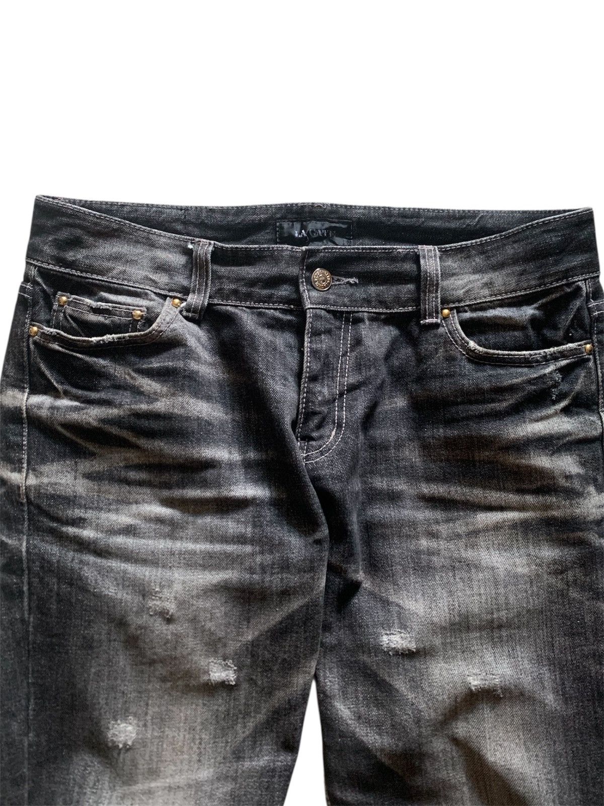 Le Grande Bleu (L.G.B.) 2000s La Gate Distressed Flare Pants Size US 32 / EU 48 - 3 Thumbnail