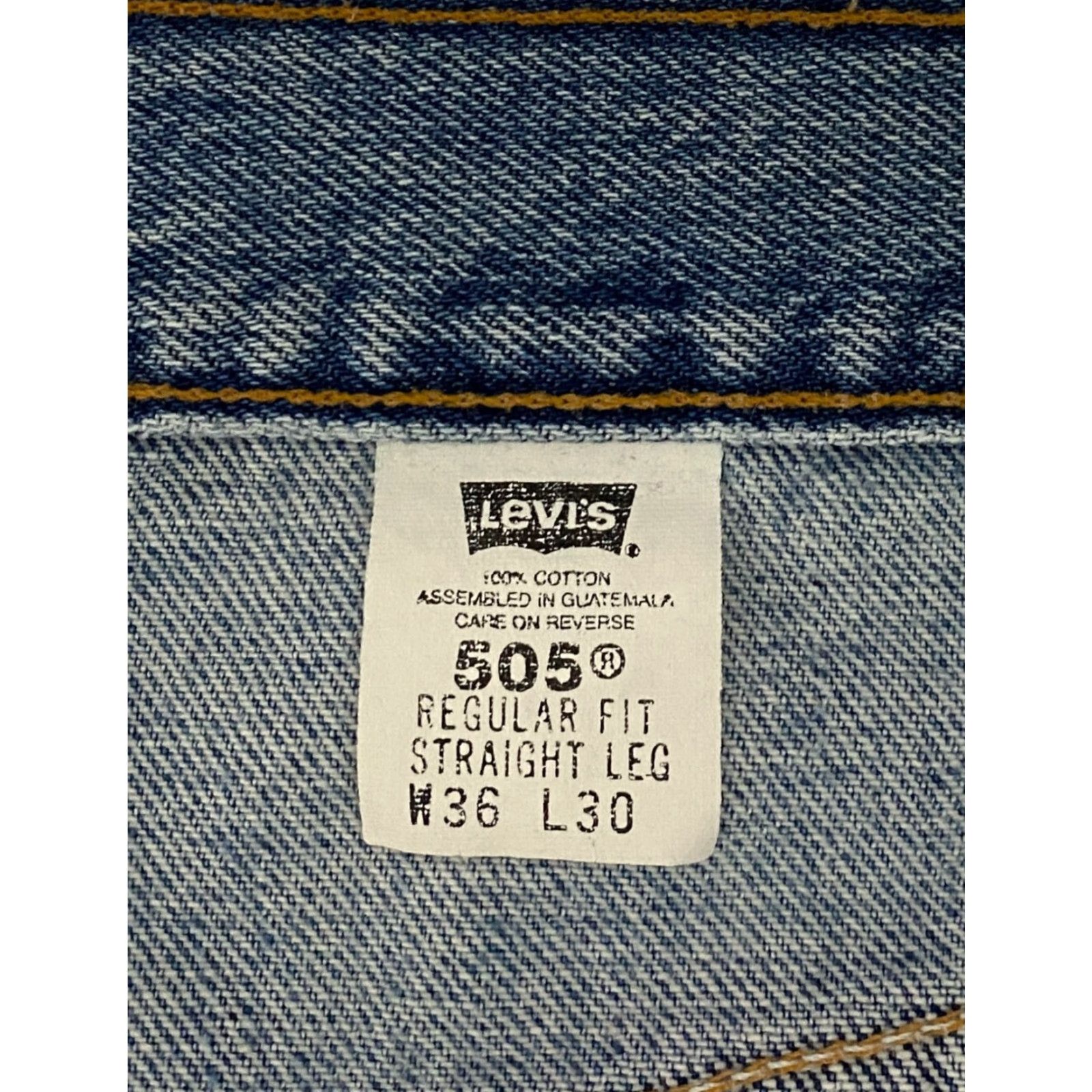 Levi's VINTAGE Levi's 505 Jeans Mens 36x30 Blue Distressed Denim 100% Cotton Regular Fit 5-Pocket Image: Logo (Button, Zip) - Levi's 500 Series Size US 36 / EU 52 - 5 Thumbnail