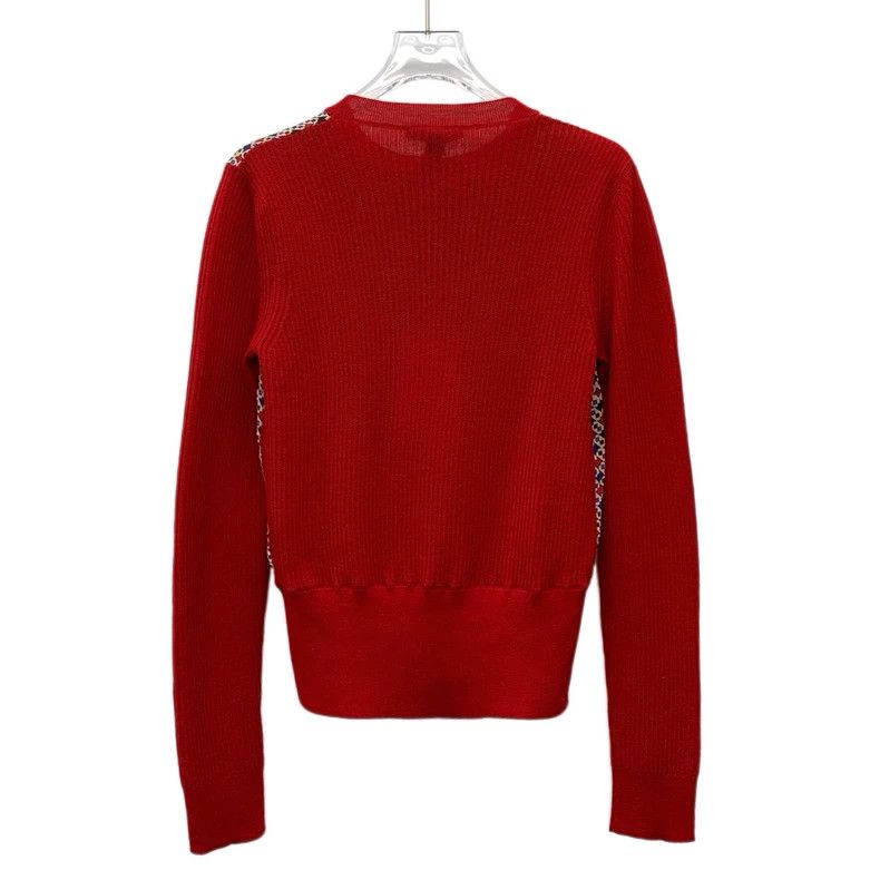 Louis Vuitton Louis Vuitton Red geometric print paneled wool crewneck lo Size M / US 6-8 / IT 42-44 - 2 Thumbnail