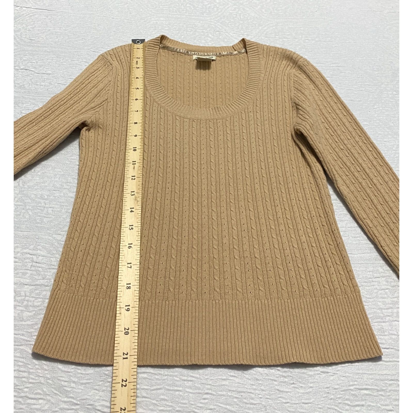 Vintage St. John's Bay Women's Sweater Cable-Knit Crew Neck Long Sleeve Beige Size M Pullover Casual Knitwear Womens Size M / US 6-8 / IT 42-44 - 4 Thumbnail