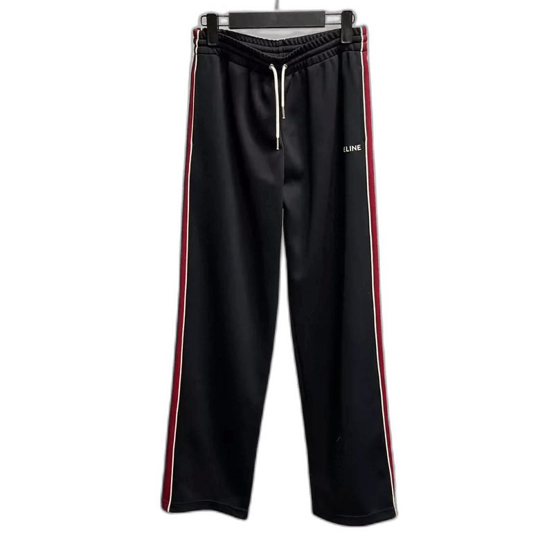 Celine Celine Black Letter Print Drawstring Casual Pants Size US 26 / EU 42 - 1 Thumbnail