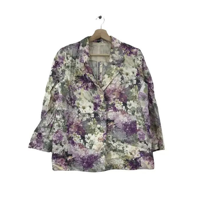 Vintage Vtg PARIS DESIGNER ART Painting Floral Flower Blazer Size M / US 6-8 / IT 42-44 - 1 Thumbnail