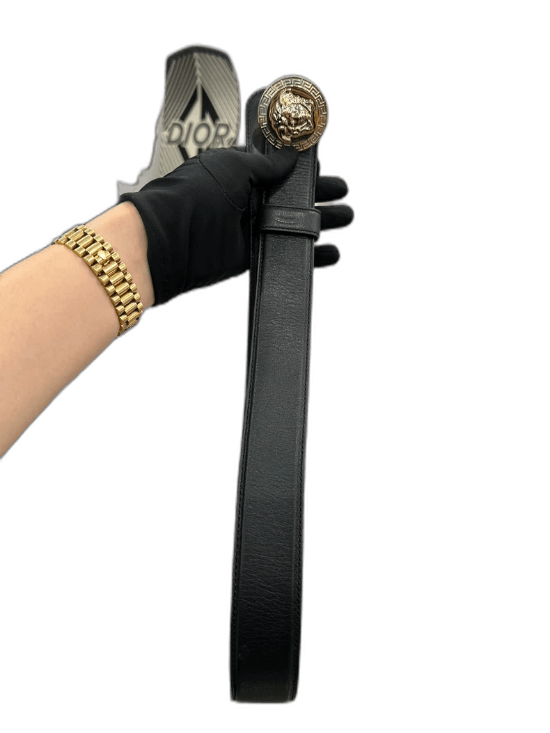 Versace Versace Medusa Logo Black Leather Belt Size ONE SIZE - 1 Thumbnail
