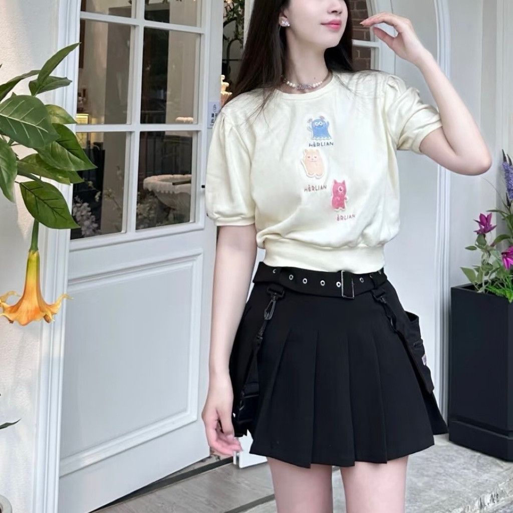 Zara Cream Butter Yellow Little Monster Tshirt Size S / US 4 / IT 40 - 2 Thumbnail