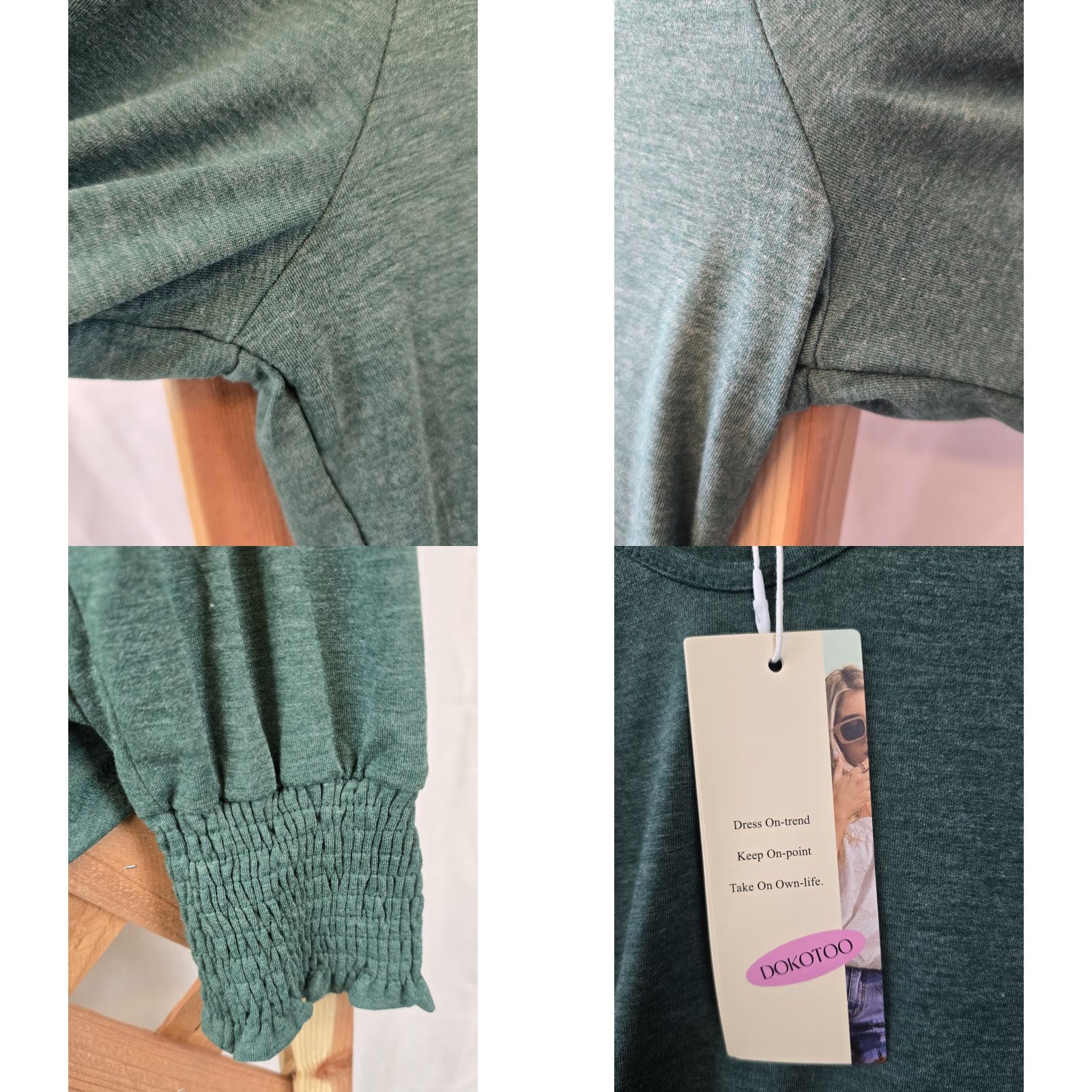 Vintage Dokotoo Blouse - V-Neck Long Sleeve - Green - XL - Womens - Shirt - Casual - NWT Size XL / US 12-14 / IT 48-50 - 8 Thumbnail