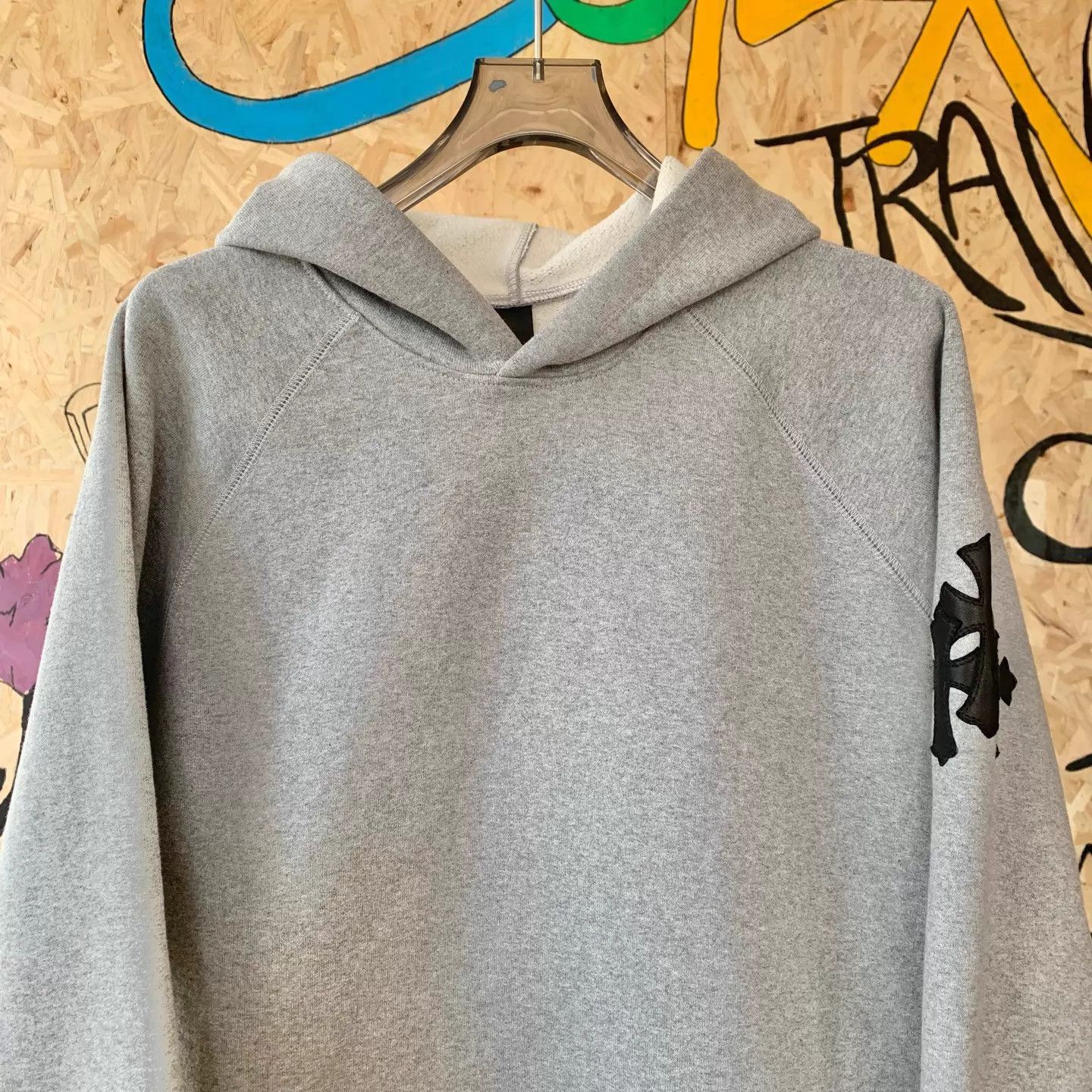 Chrome Hearts Chrome Hearts New Gray Hoodie w/ Black Cross Leather Sleeves Size US XL / EU 56 / 4 - 3 Thumbnail