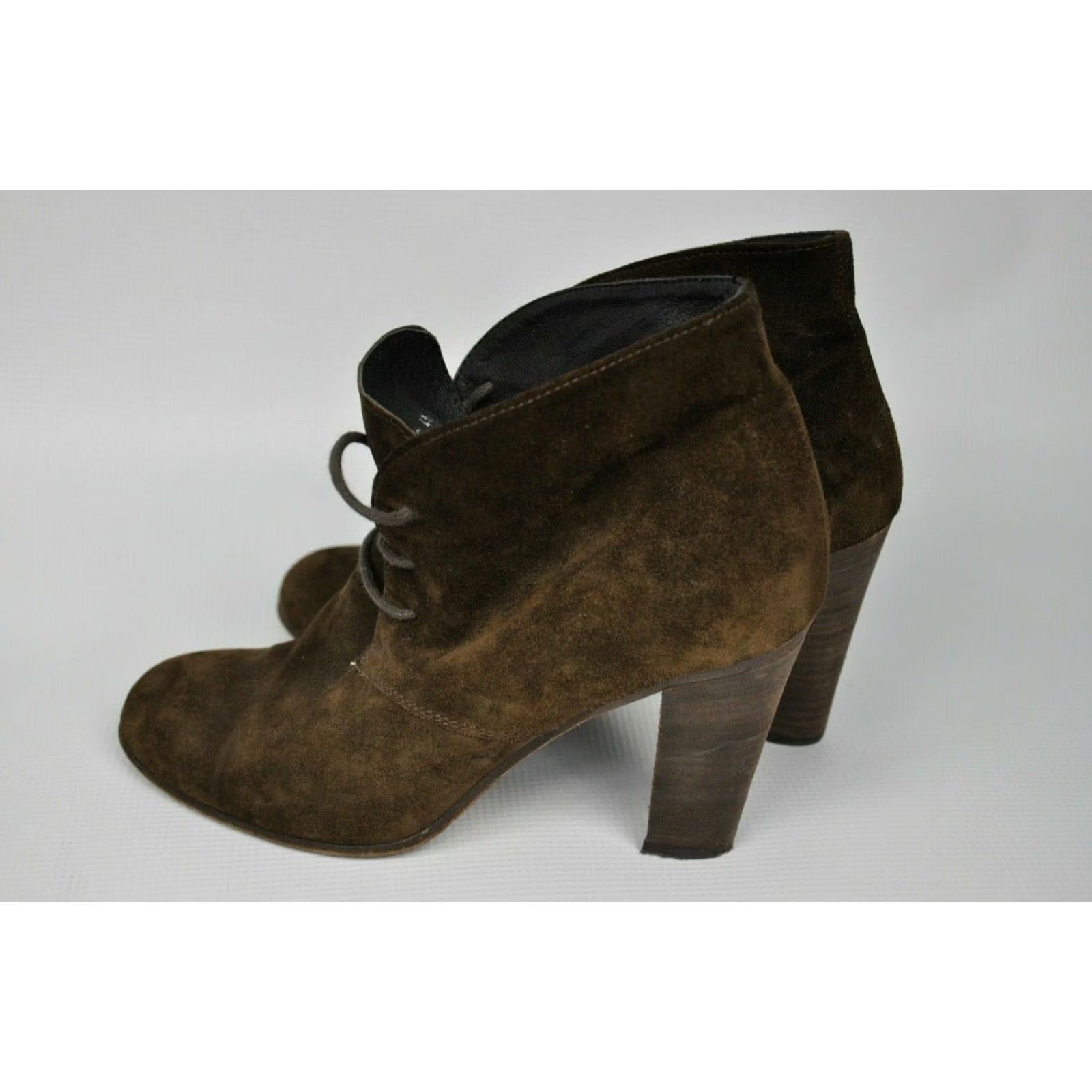 Max Mara MAX MARA WEEKEND Brown Leather Bootie Women US 10 UK 7 EU 40 Ankle Lace Up High Heel Leather Outsole Fall Winter Casual Business Size US 10 / IT 40 - 3 Thumbnail