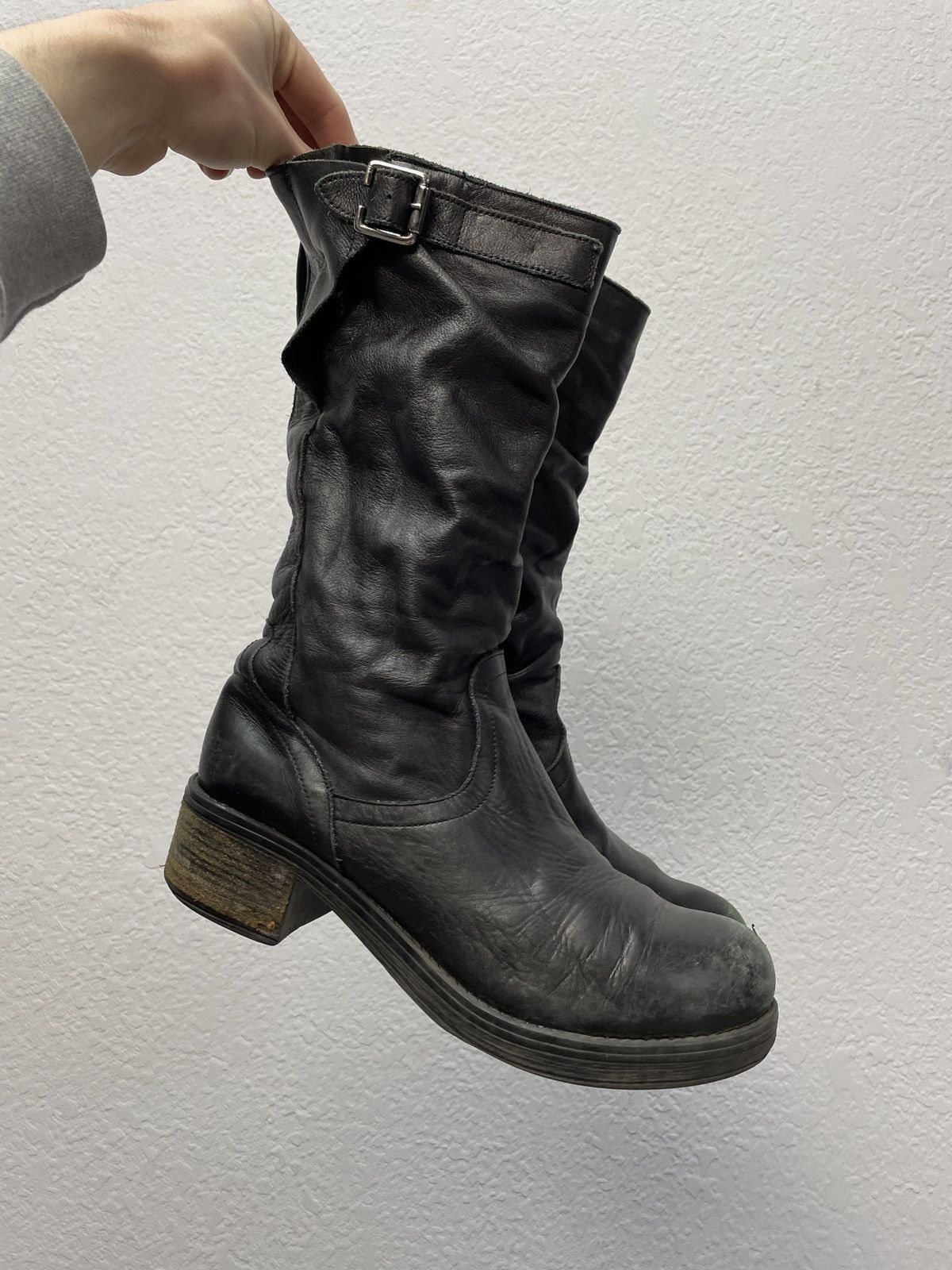 Pre-owned If Six Was Nine X Vintage Italian As 98 Rick Owens Style Leather Biker Boots