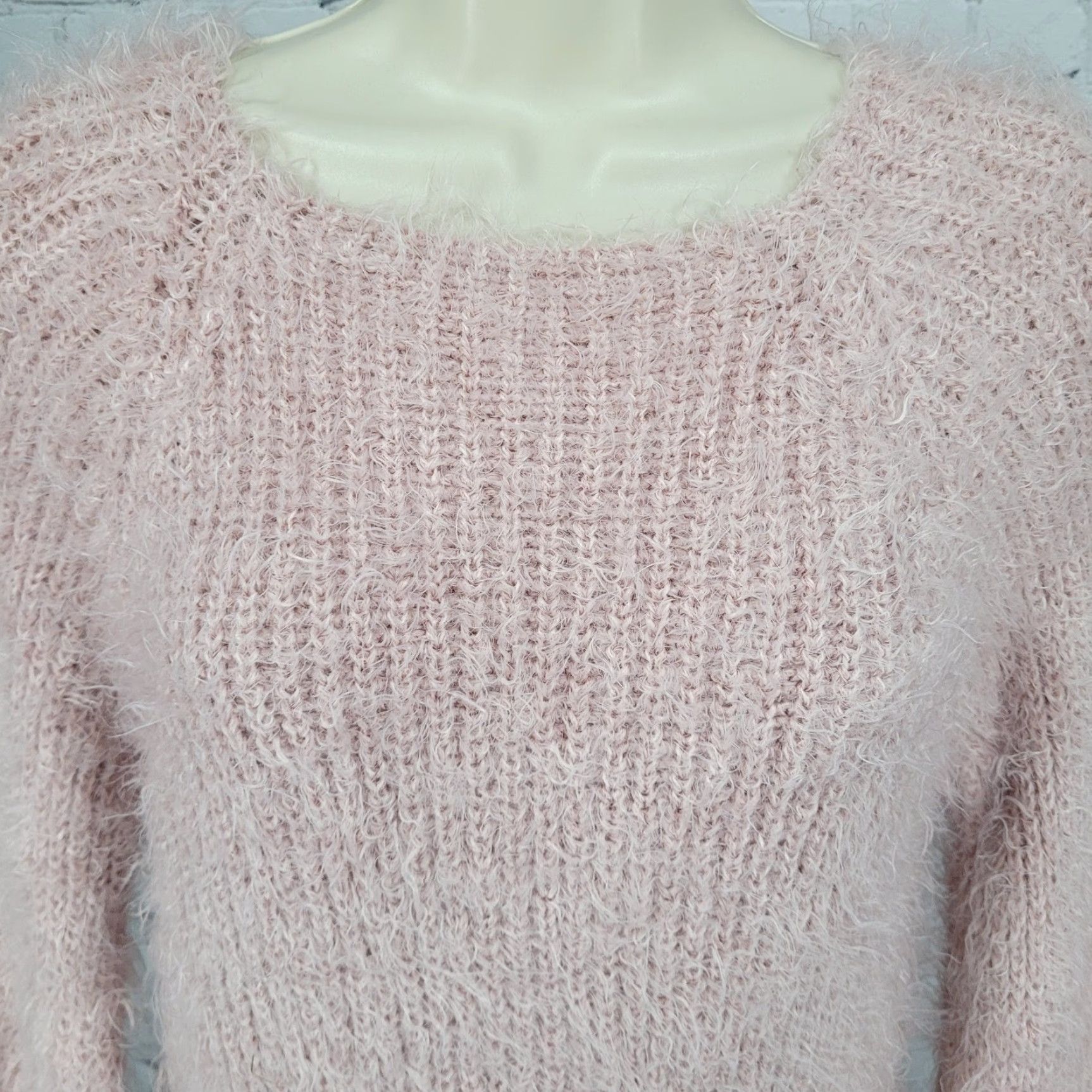 Vintage Don't Ask Why Pink Fuzzy Knit Faux Fur Long Sleeve Pullover Sweater Women O/S Size ONE SIZE - 5 Thumbnail