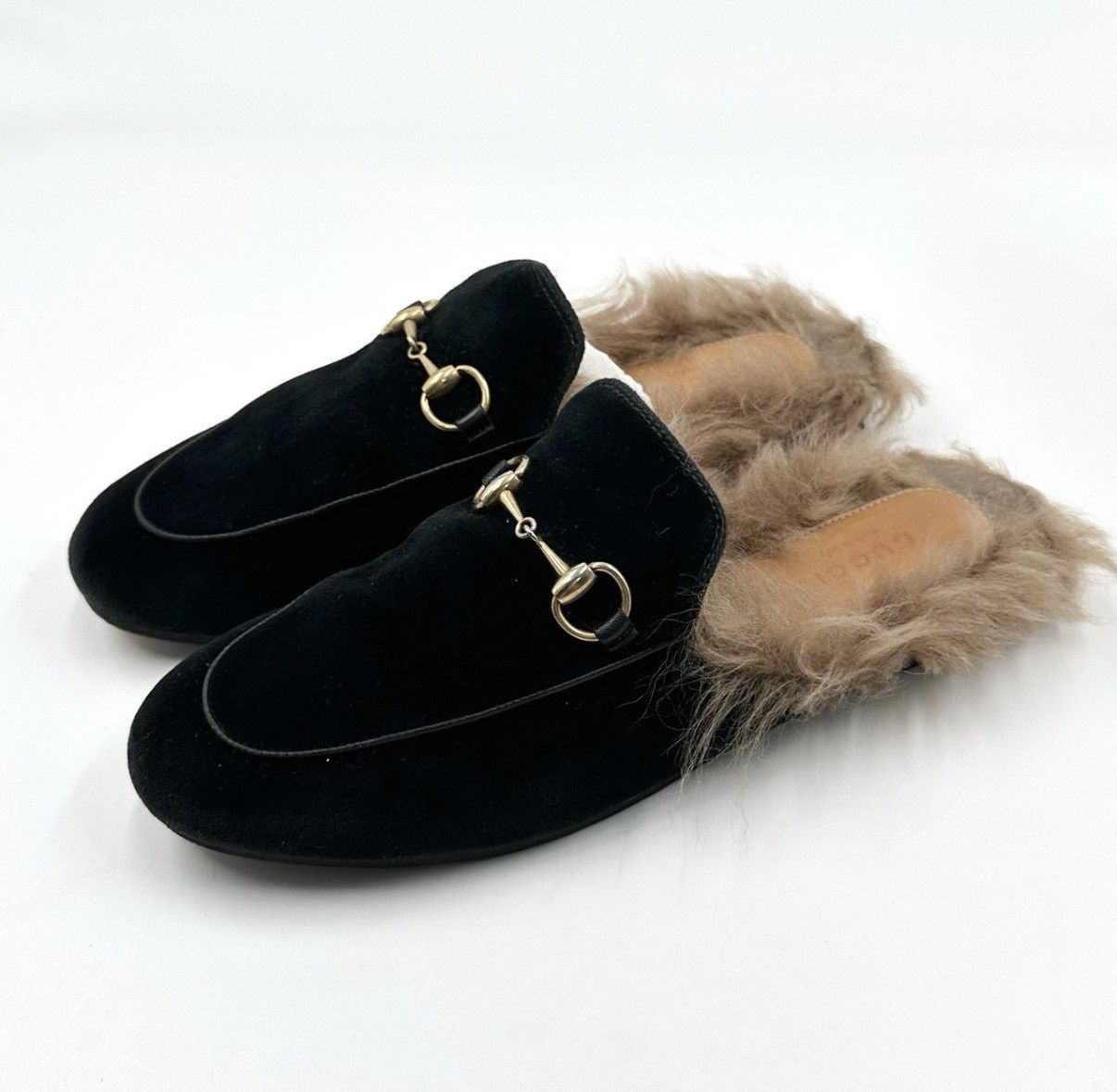Gucci Gucci/Horsebit Velvet Fur-Lined Mule Slippers K12 Size US 7 / IT 37 - 1 Thumbnail
