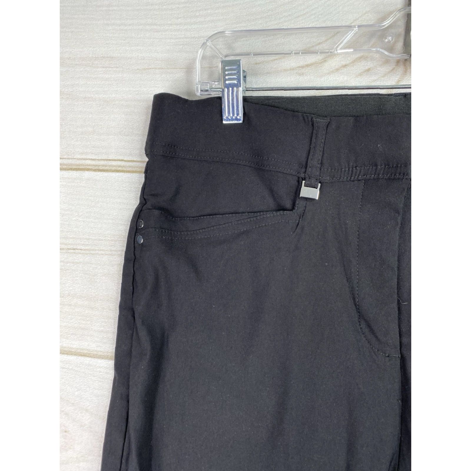 Vintage Tahari Dress Pants L Black Ponte Stretch Knit Pockets Ankle High Rise Size 36" / US 14 / IT 50 - 2 Thumbnail