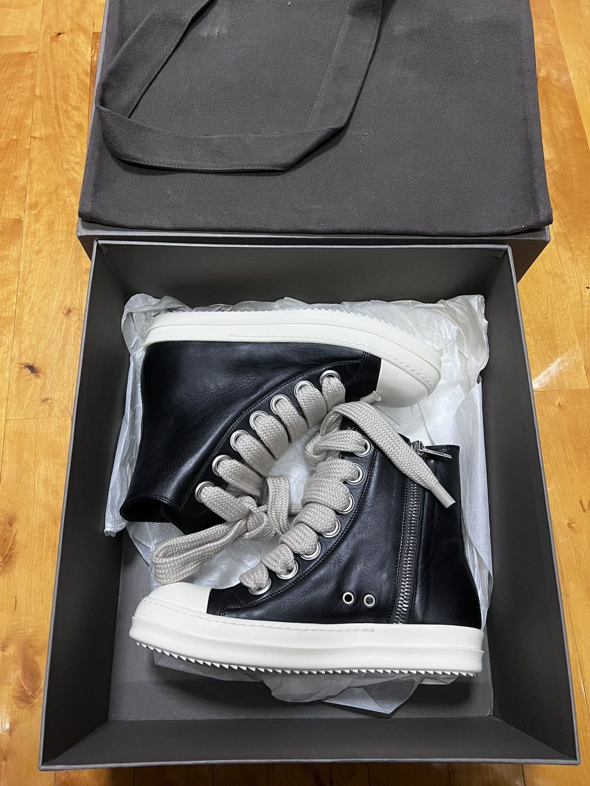 Rick Owens Rick Owens SS23 EDFU Leather Jumbo Laces Sneakers New 40 Size US 7 / EU 40 - 11 Thumbnail