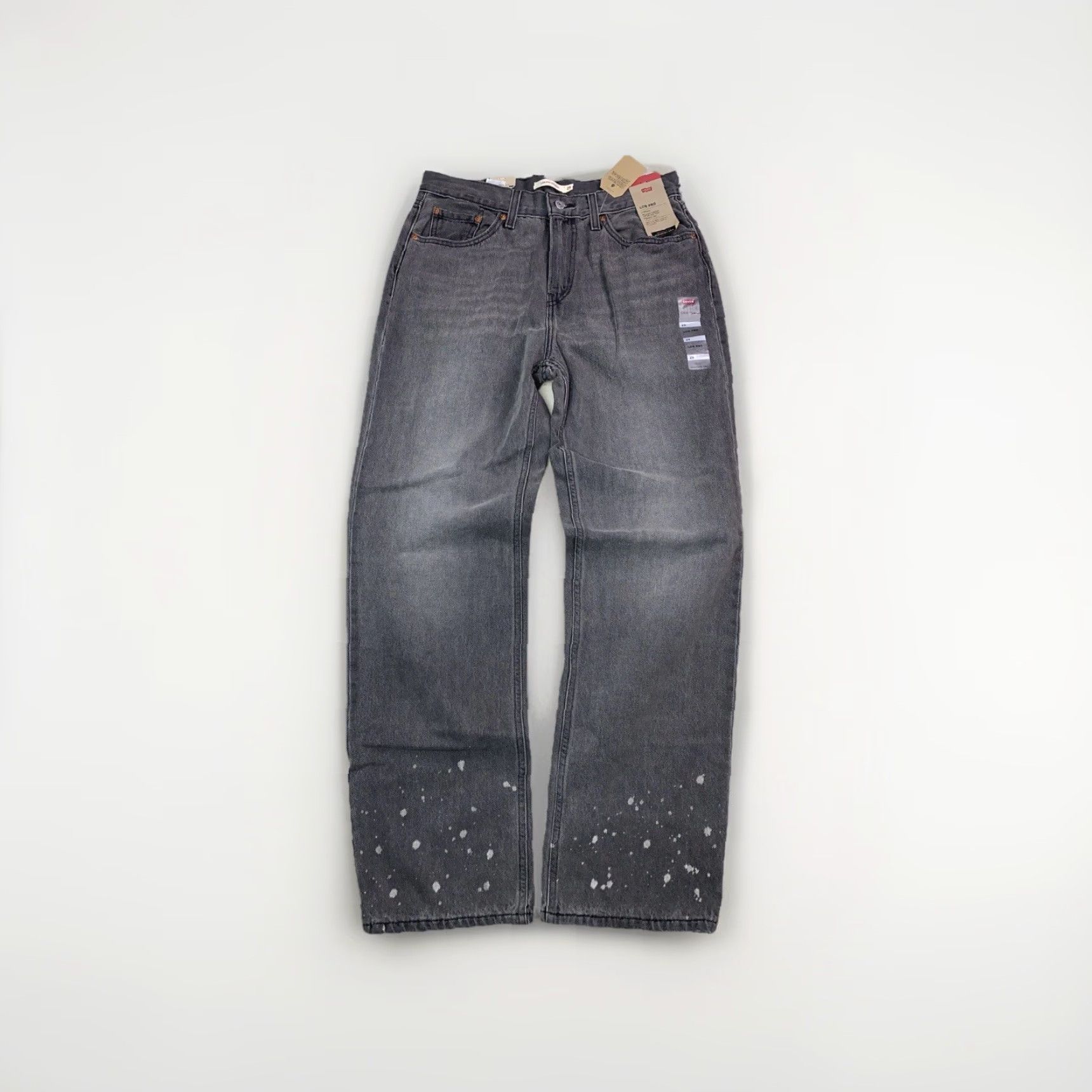 Levi's VINTAGE Levi’s Low Pro Straight Jeans Womens 29 NWT12658 Charcoal Grey Splattered Cotton Blend Denim Members Mens Womens Size 29" - 5 Thumbnail