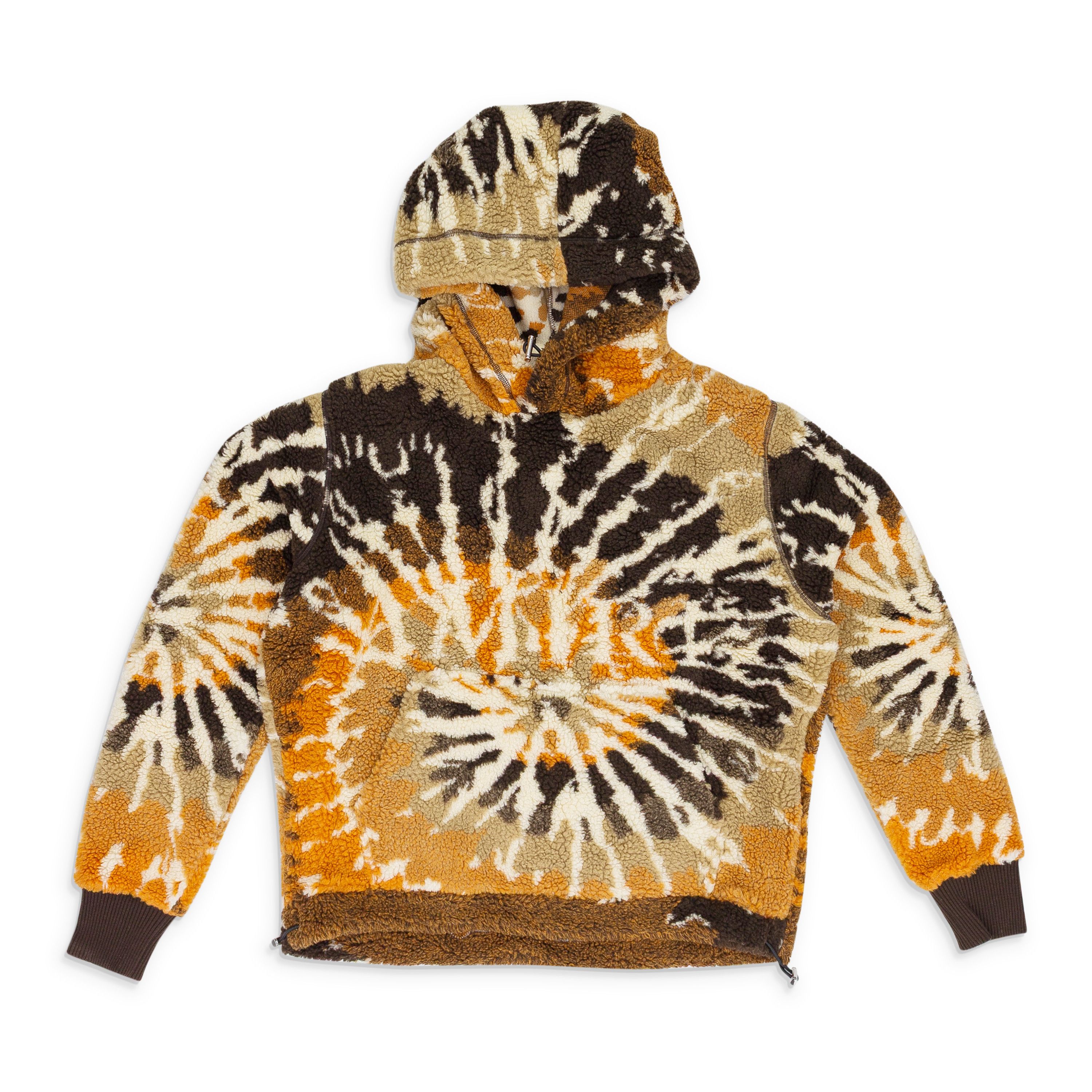Amiri Brown / Orange Tie Dye Polar Fleece Hoodie SIZE L