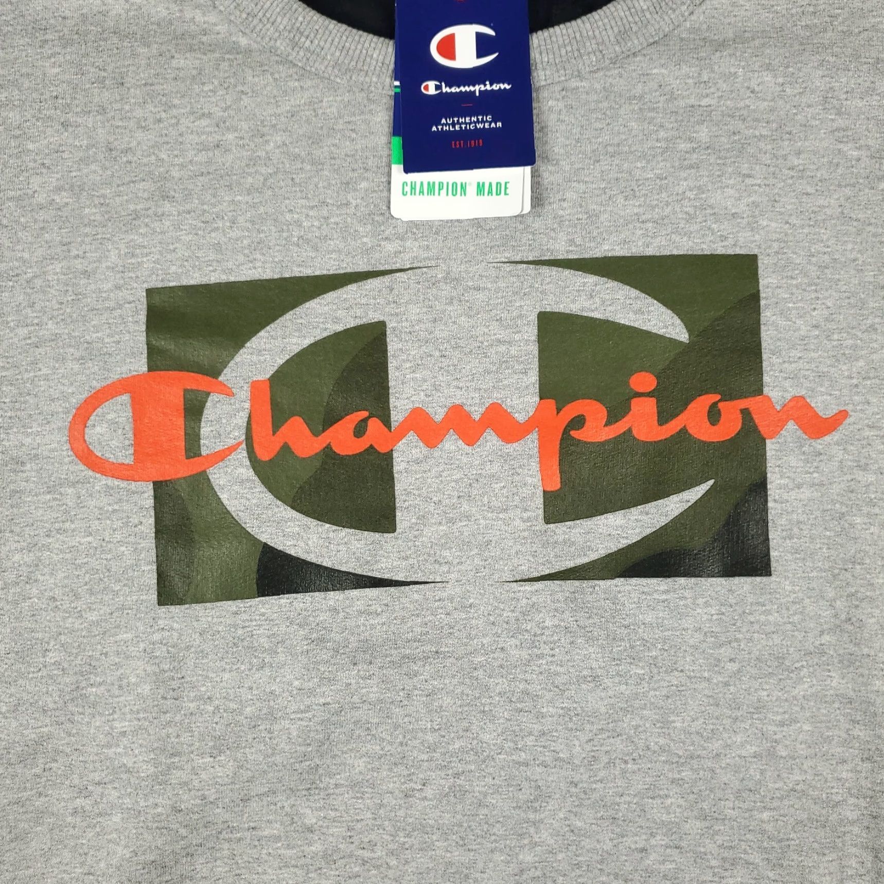 Champion VINTAGE Champion Sweater Mens 2XL Gray Camouflage Logo Pullover Sweatshirt Casual All Seasons Size US XXL / EU 58 / 5 - 2 Thumbnail