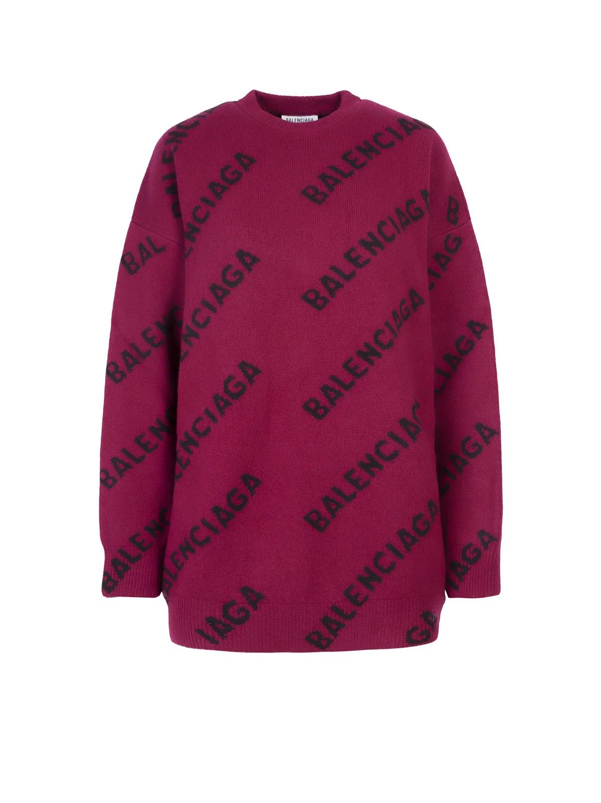 image of Balenciaga O1Mt1Gz0424 Allover Logo Sweater In Purple, Women's (Size XS)