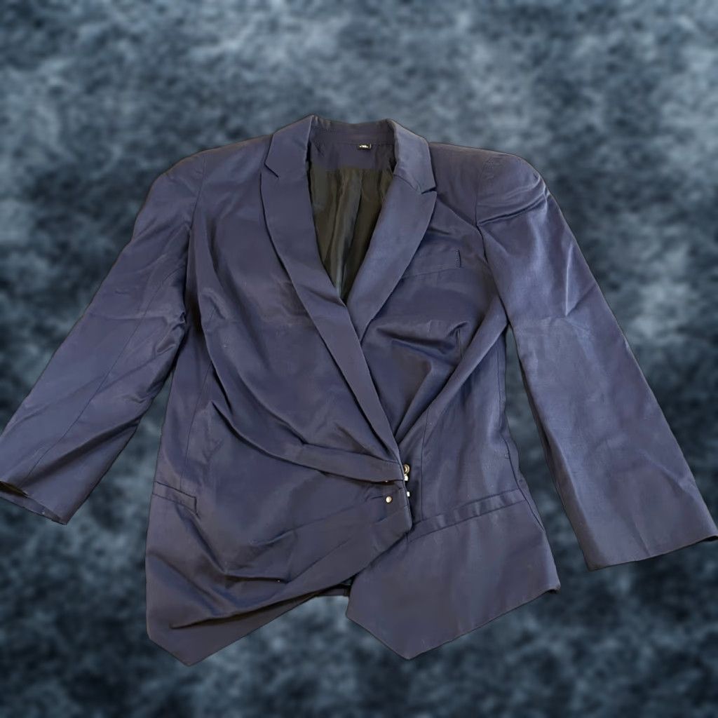 Alexander McQueen Alexander McQueen Blazer Women Navy Blue Viscose Lined 38 Button Hook Asymmetrical Tailored Formal Party/Cocktail Jacket Size XS / US 0-2 / IT 36-38 - 1 Thumbnail