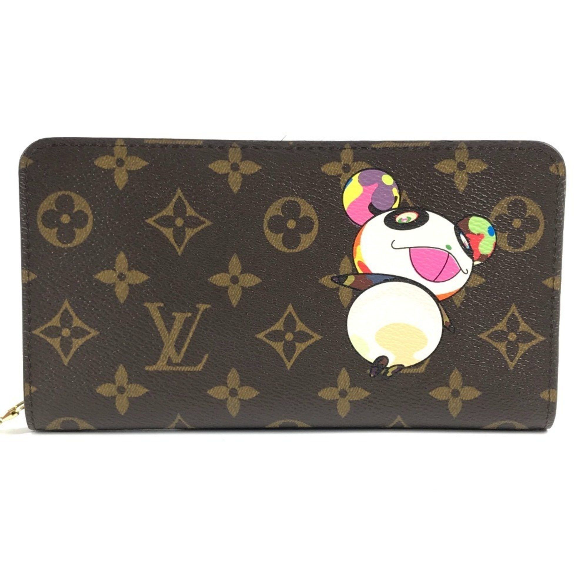 LOUIS VUITTON M61729 Monogram Panda Takashi Murakami Portemone Zip Long Wallet Round Zipper Canvas Women's Brown Like New