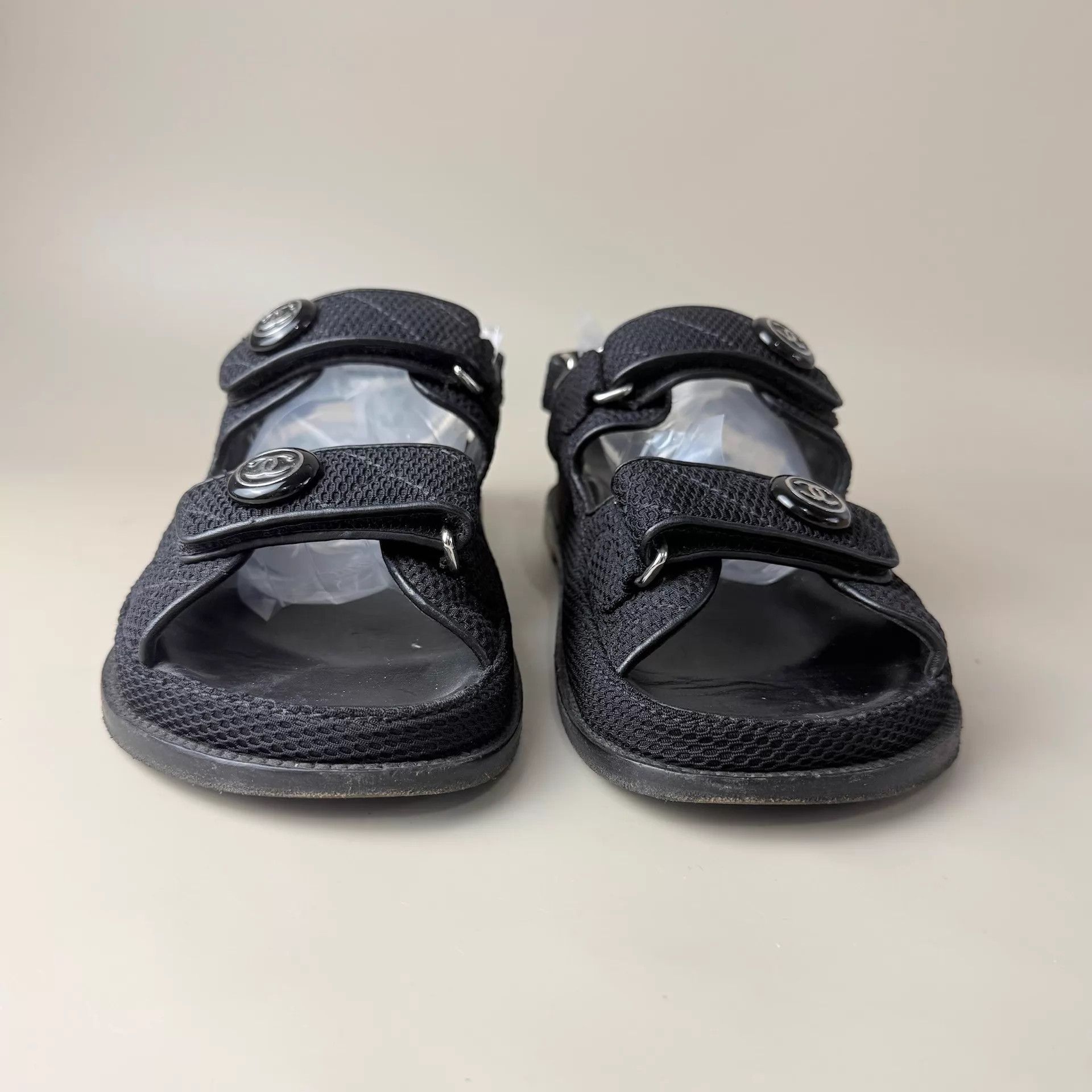 Chanel CHANEL Black Logo Velcro Sandals Size 37 Size US 6.5 / IT 36.5 - 2 Thumbnail