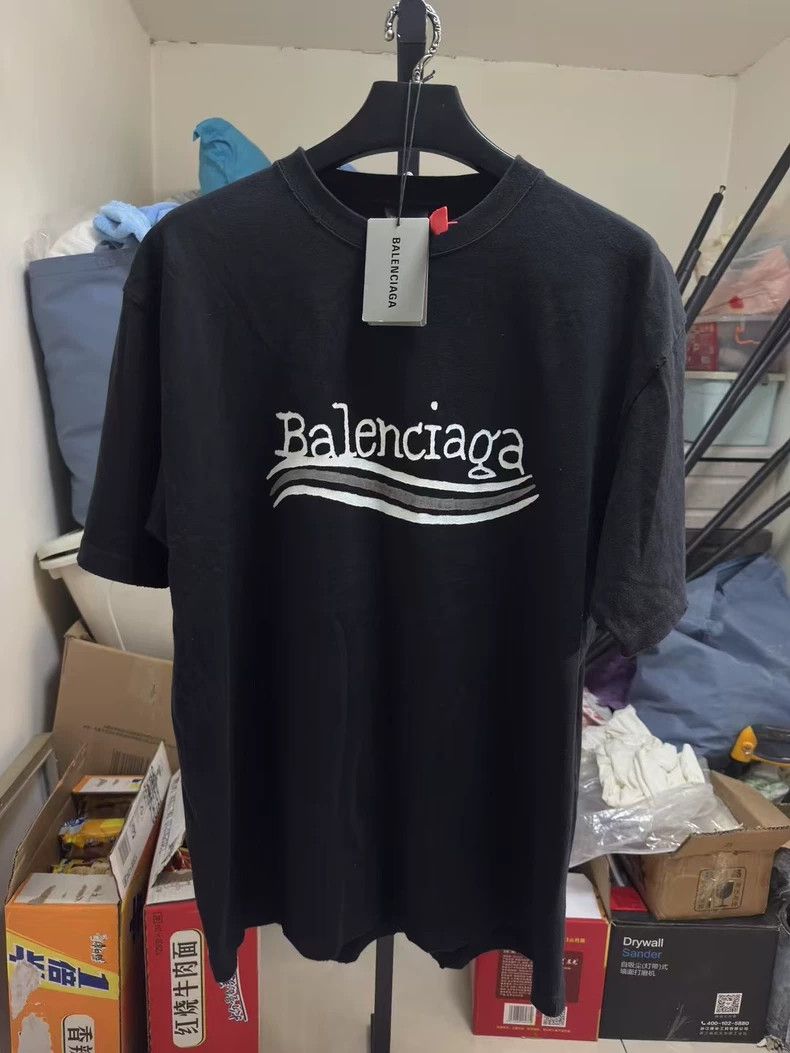 Balenciaga Black Distressed Graffiti Coca-Cola Short Sleev