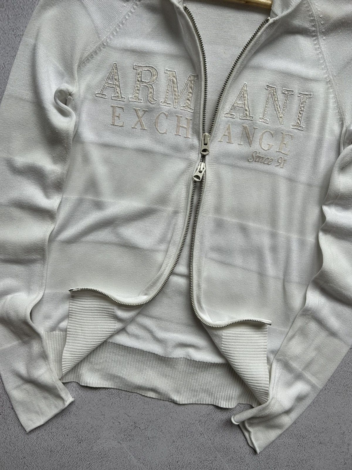 Armani × Vintage Armani Exchange women's Avant-garde zip hooded sweater Size M / US 6-8 / IT 42-44 - 7 Thumbnail