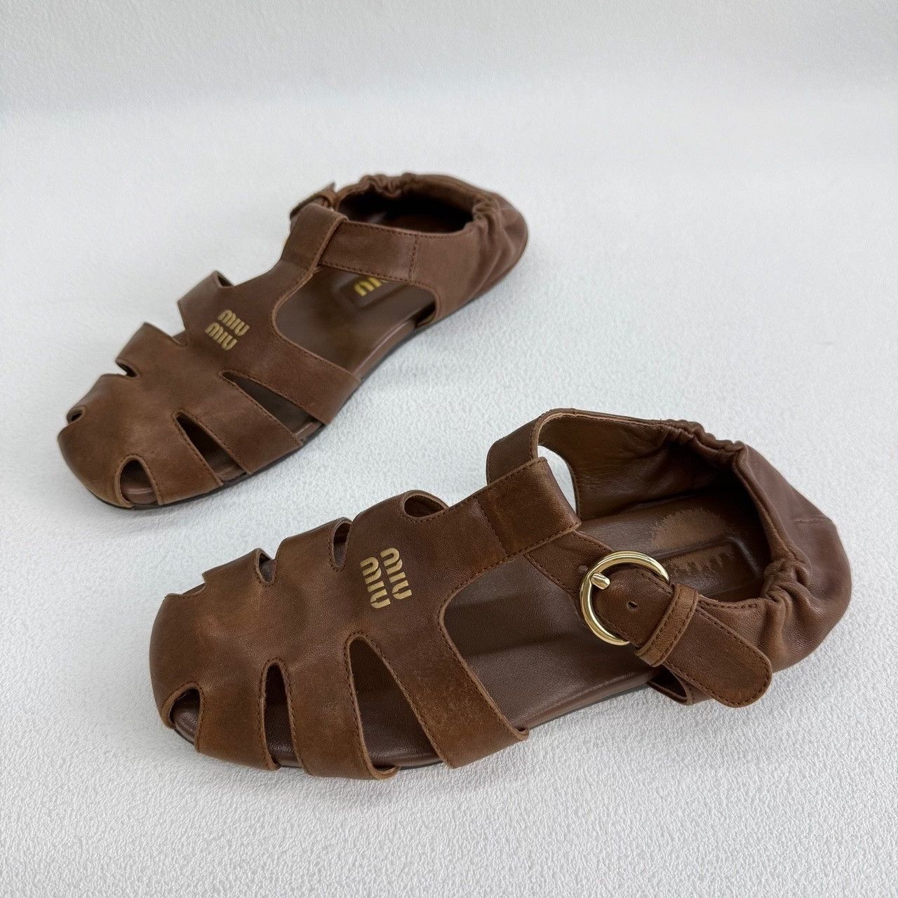 Miu Miu Miu Miu Brown Sandals us_5 Women Size US 5 / IT 35 - 1 Thumbnail
