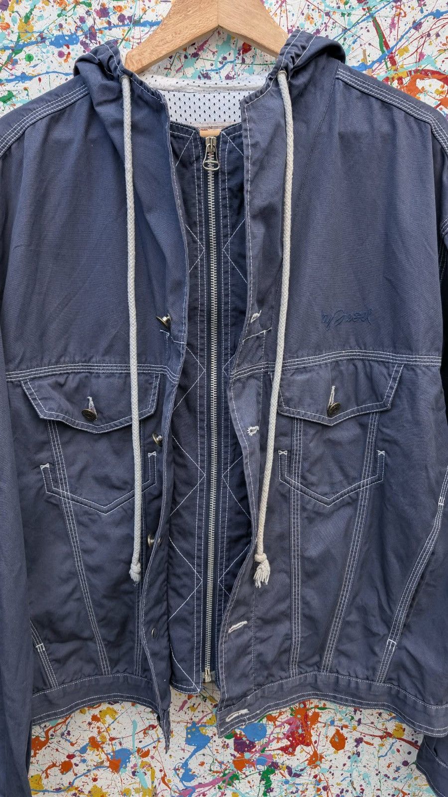 Diesel Vintage diesel jacket hoody windbreaker 90s zip up navy blue Size US L / EU 52-54 / 3 - 7 Thumbnail
