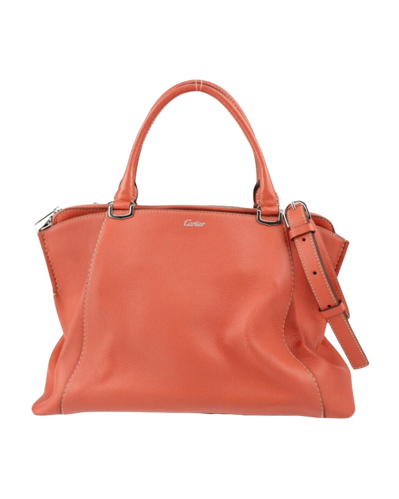 image of Cartier Versatile Orange Leather Shoulder Bag, Women's