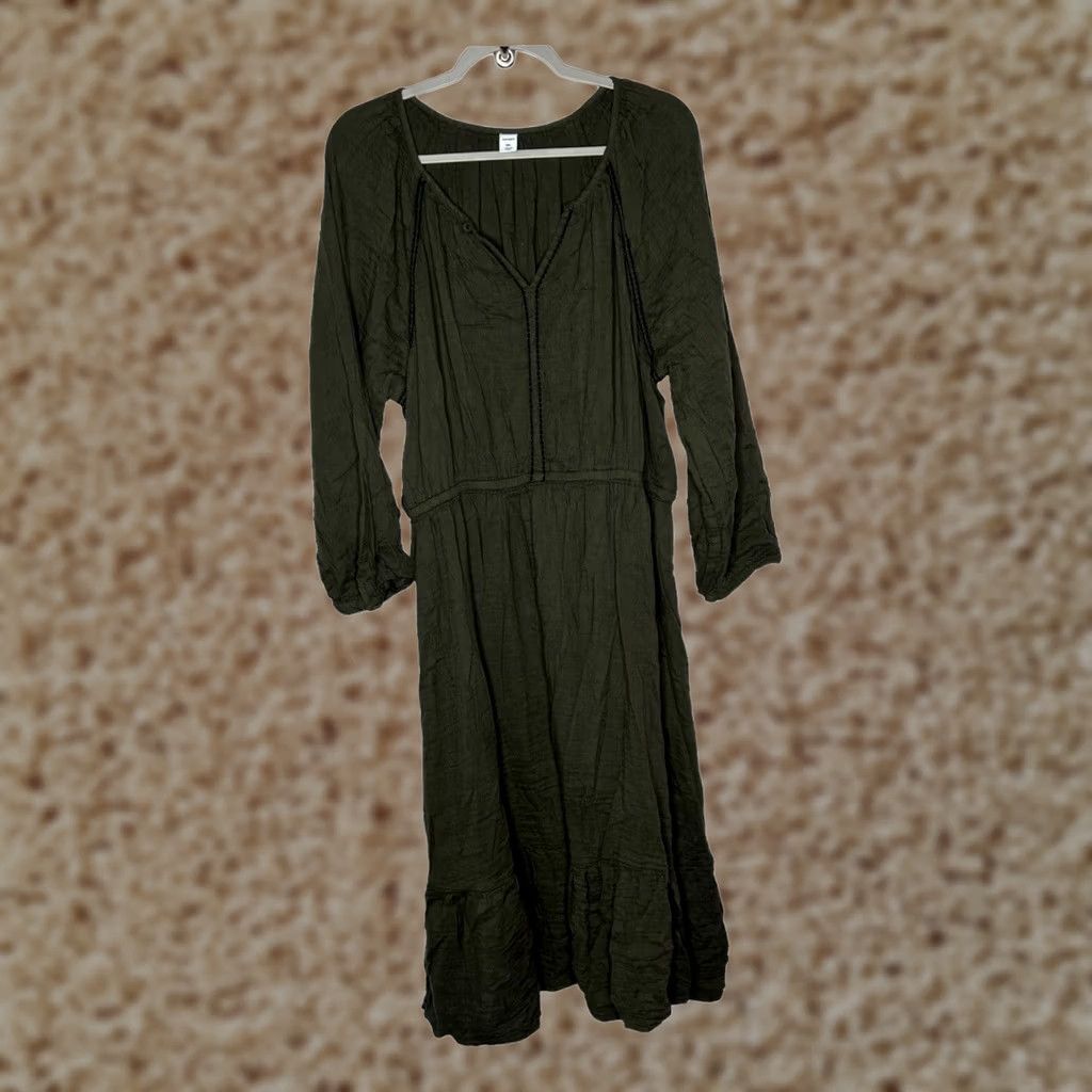 old navy long sleeve green dress Womens 2X Embroidered Midi Peasant Cottagecore Boho V-Neck Puff Sleeve satin prom gown