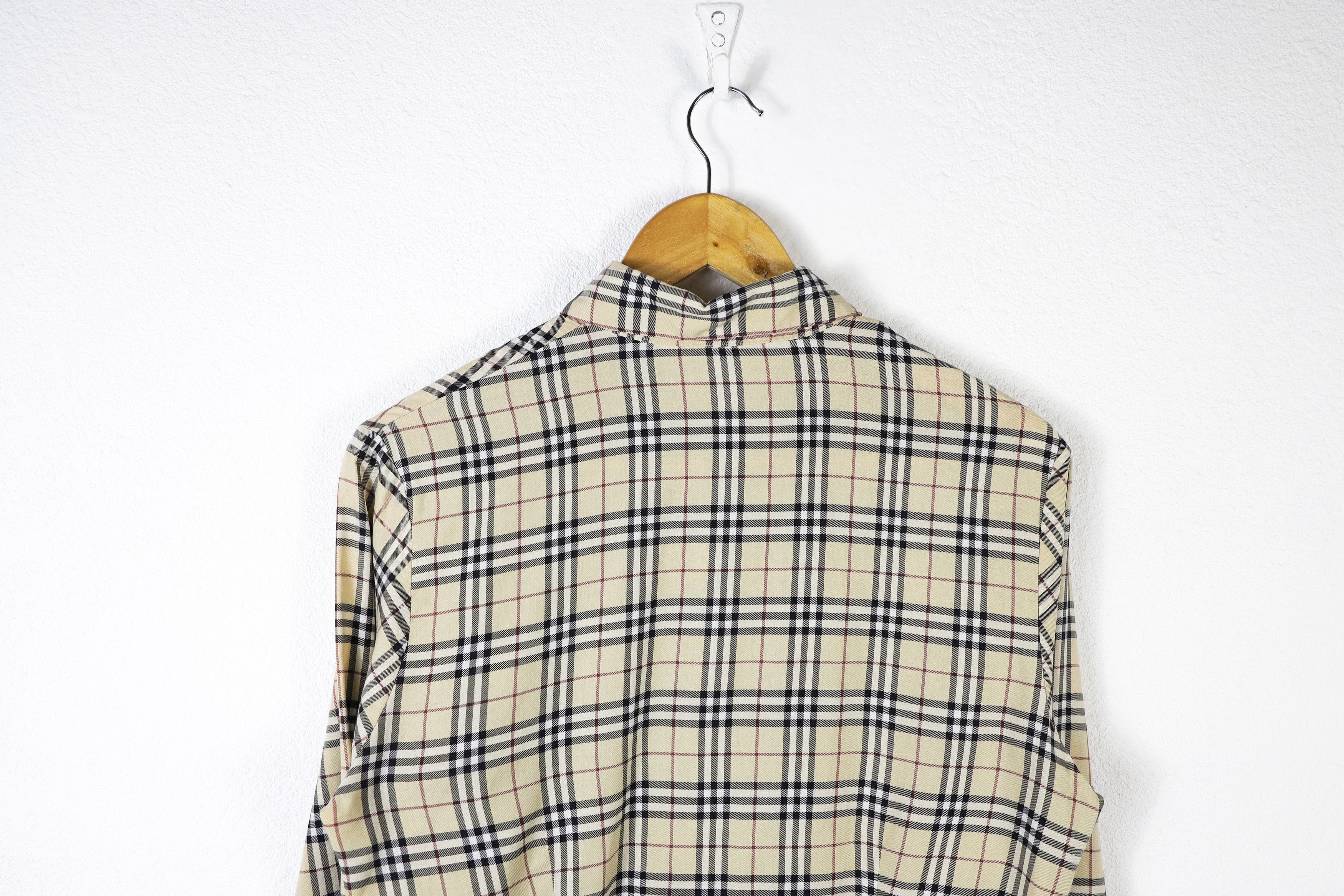 Burberry × Vintage Womens Burberry Vintage Beige Nova Check Cufflinks Shirt Size L / US 10 / IT 46 - 10 Thumbnail