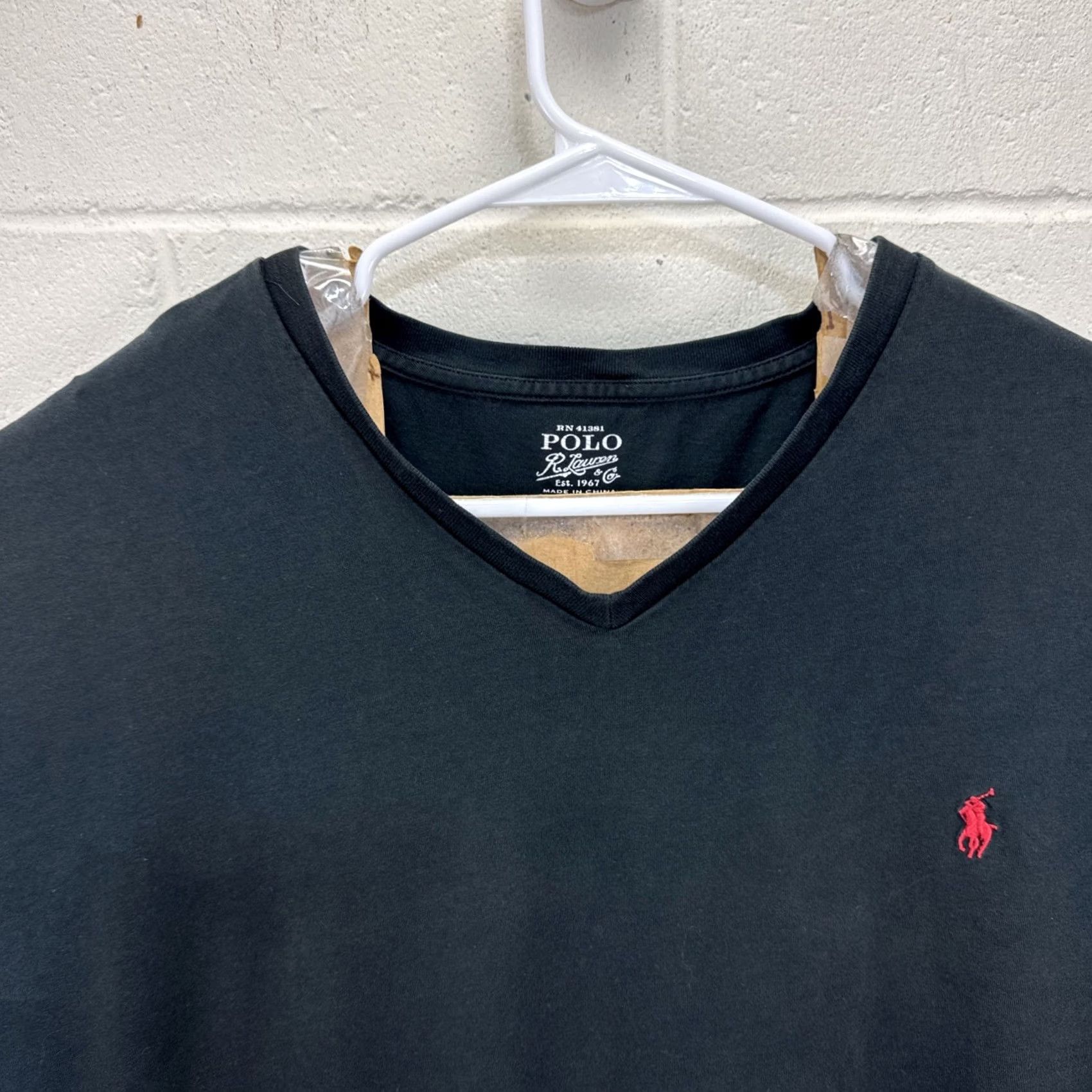 Ralph Lauren VINTAGE Polo Ralph Lauren T Shirt Mens 3XB Big Black V Neck Short Sleeve Red Logo Size US XXL / EU 58 / 5 - 3 Thumbnail