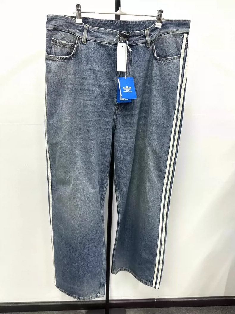 Balenciaga size L Co-branded baggy striped trim jeans