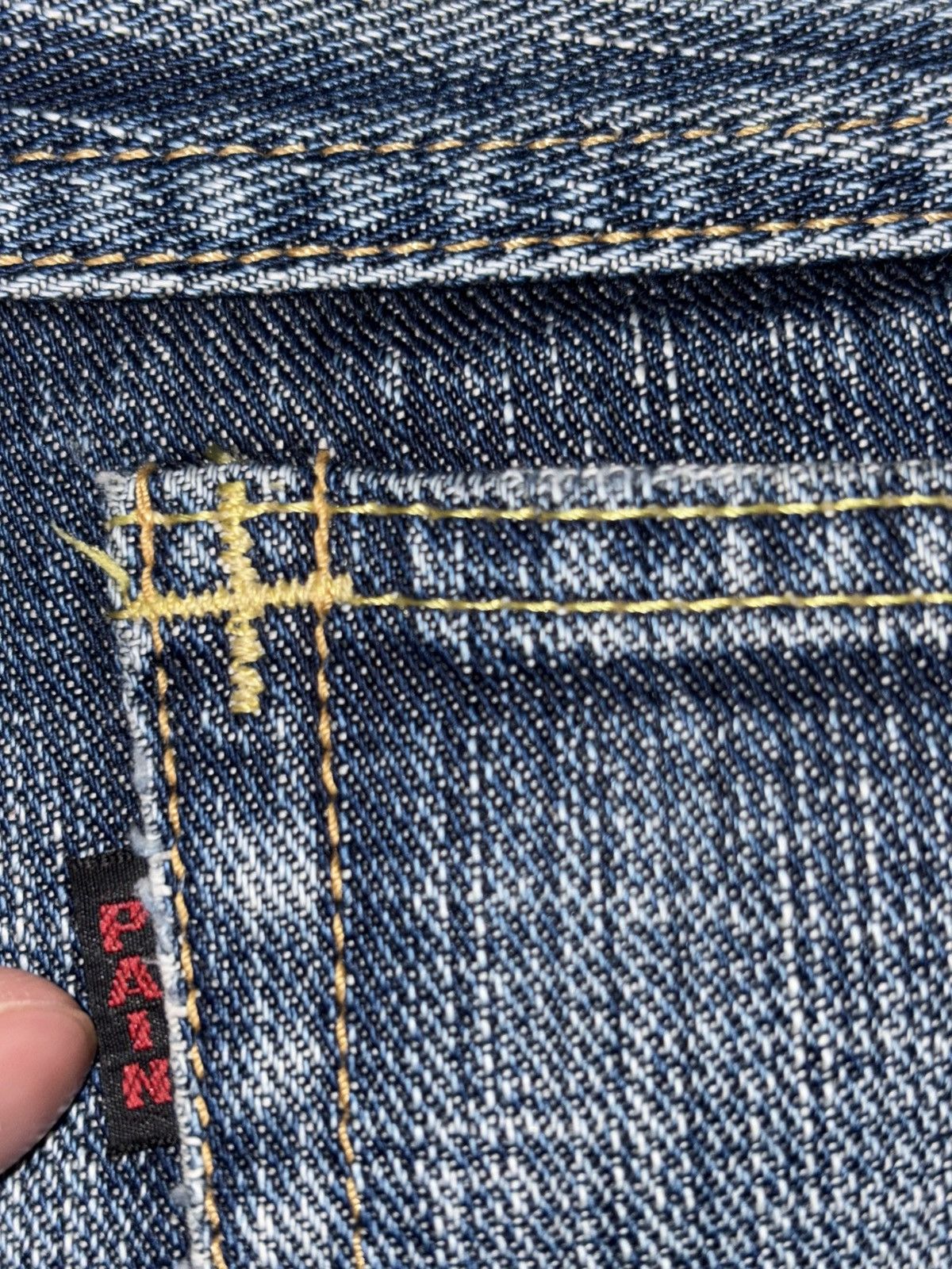 Number (N)ine SS05 Number Nine Nightcrawler Denim Patch stitching Red Yarn Size US 31 - 11 Thumbnail