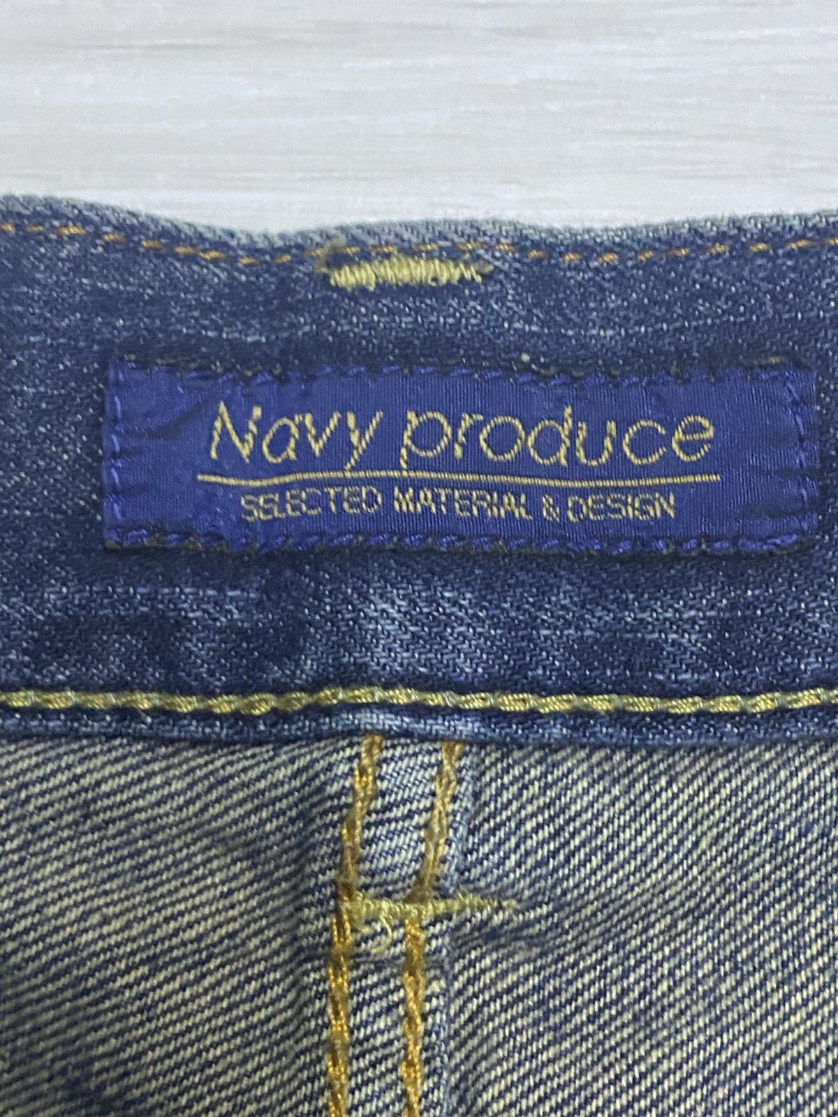 Japanese Brand Vintage Navy Produce Faded Baggy Wide Leg Jeans Size US 37 - 9 Thumbnail